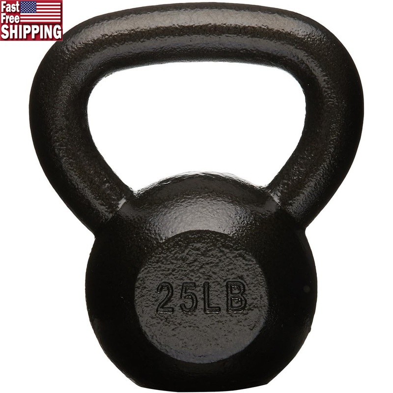 25lb Cast Iron Kettlebell Strength Training Exercises W/ Comfortable Grip New