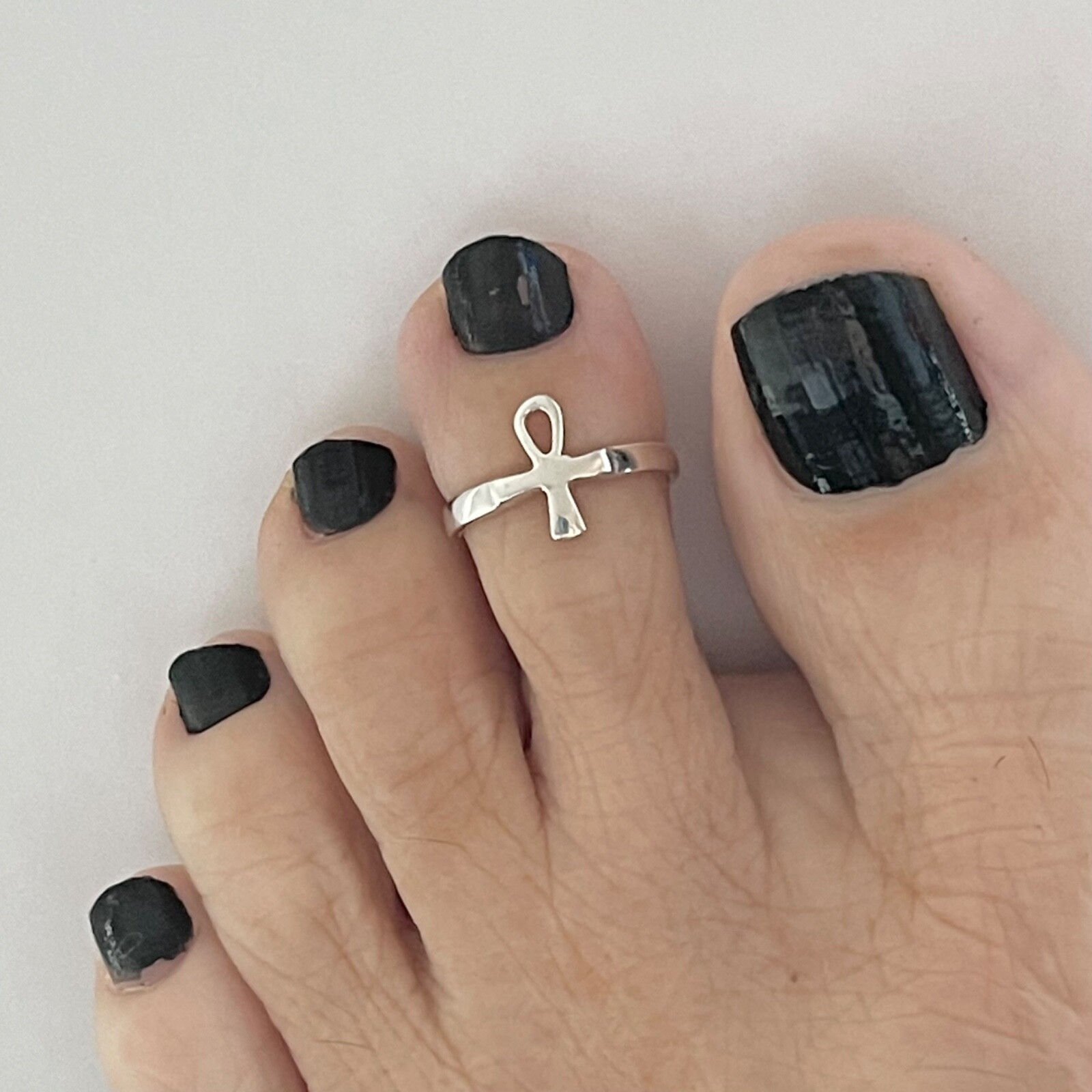 Sterling Silver Ankh Toe Ring, Cross Toe Ring, Silver Rings, Religious Ring