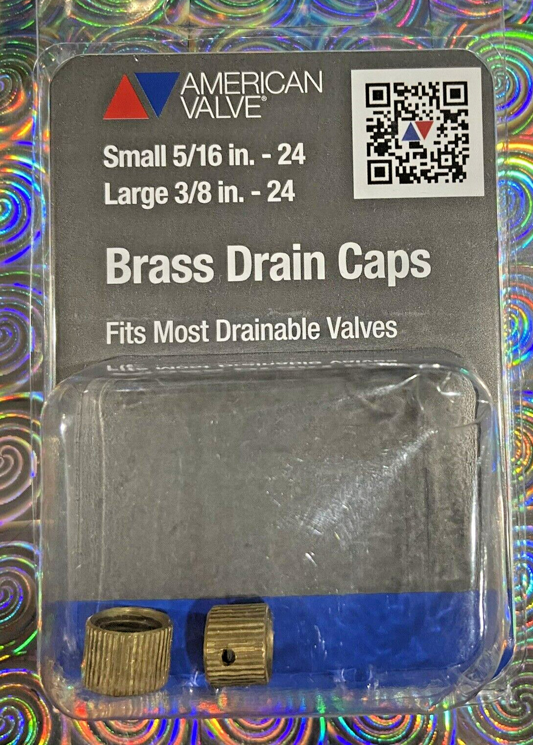 2X American Valve Drain Caps Brass 5/16”-24 and 3/8”-24 Lot of 2 Sealed Packages