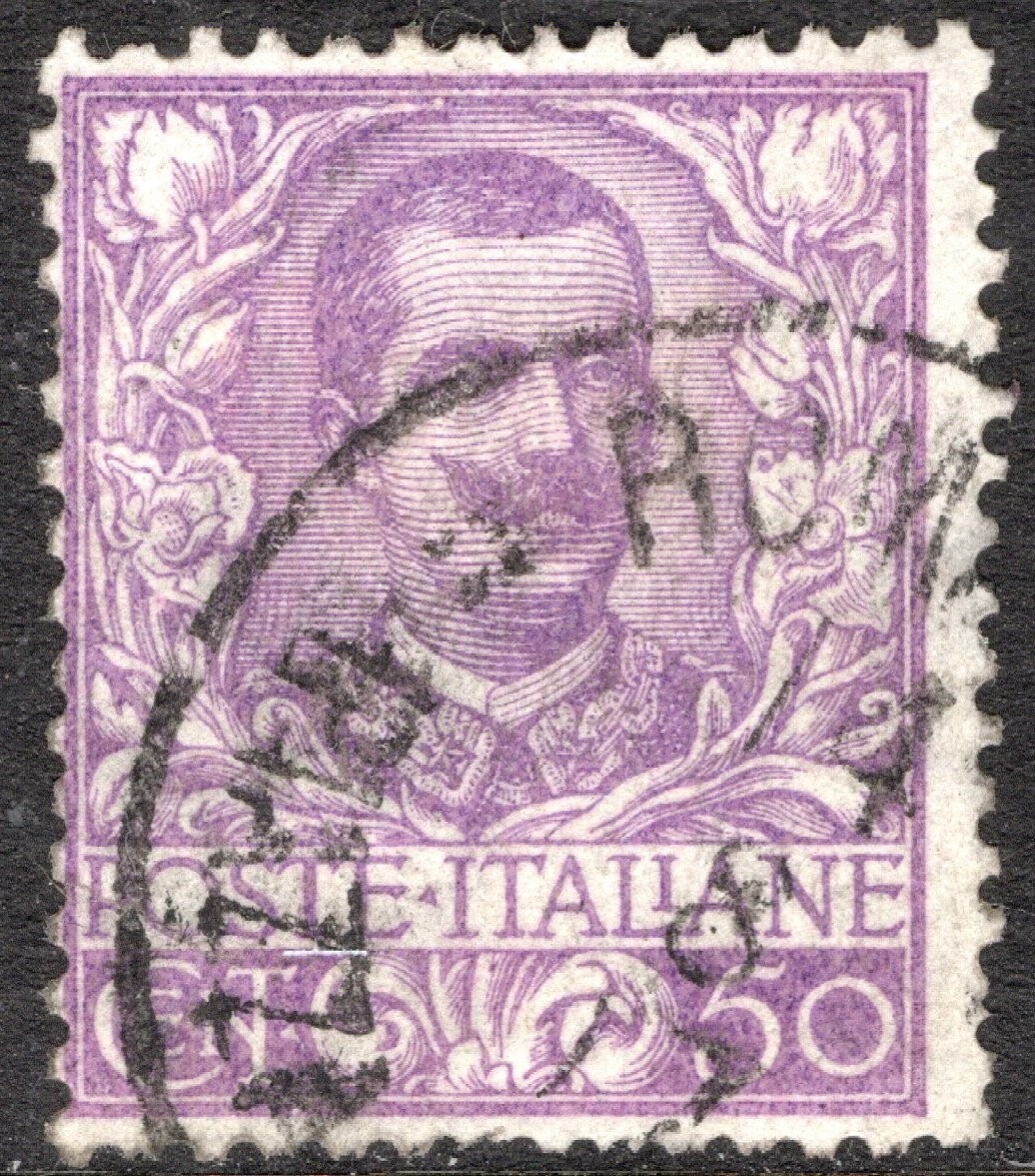 Italy Stamp Scott #85, 50c, King Humbert I, Violet, Used, SCV$16.00