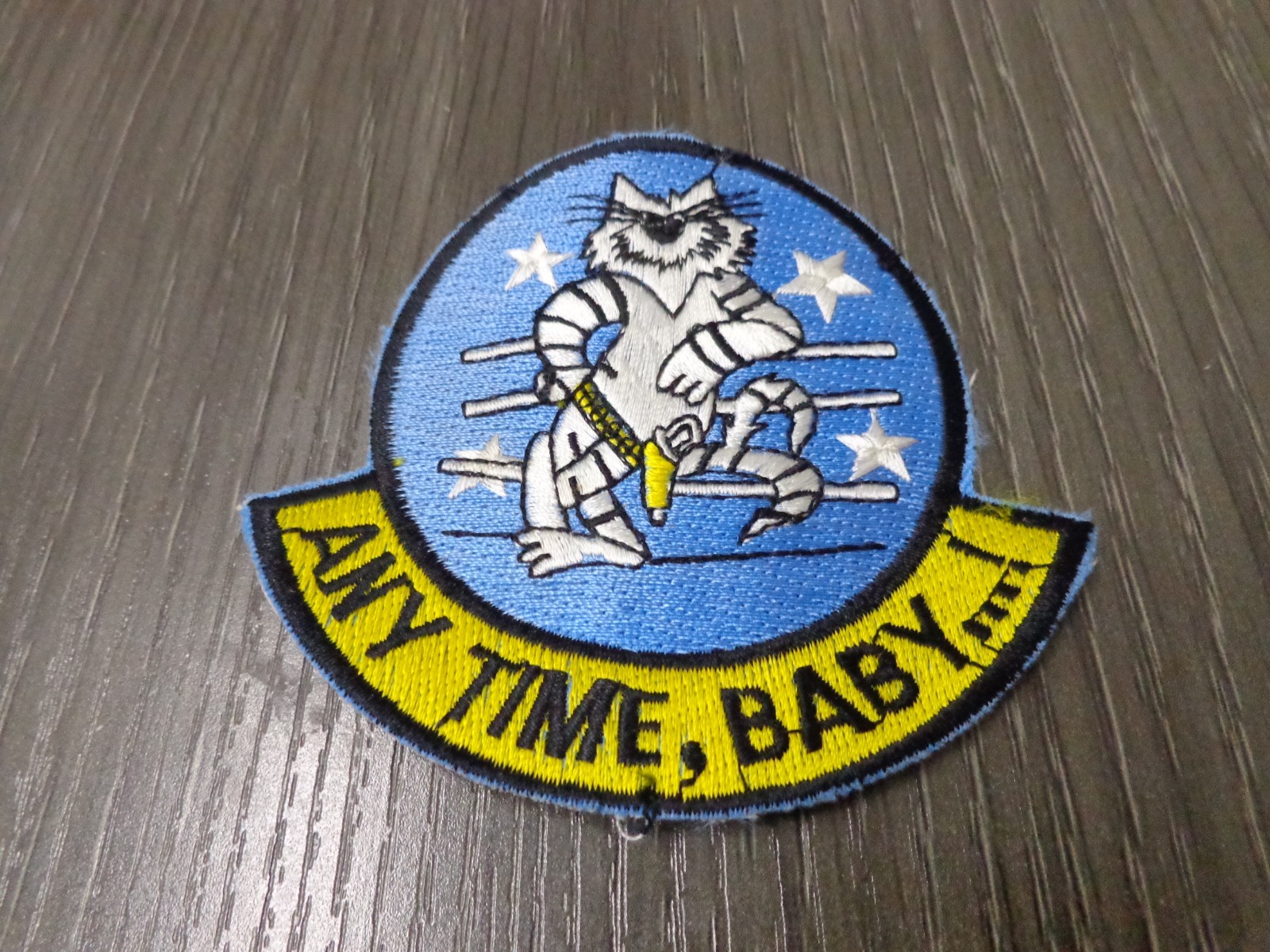 "ANY TIME, BABY...!" Tomcat F14 Flight Jacket Patch ~ Original 1980s US Navy NOS