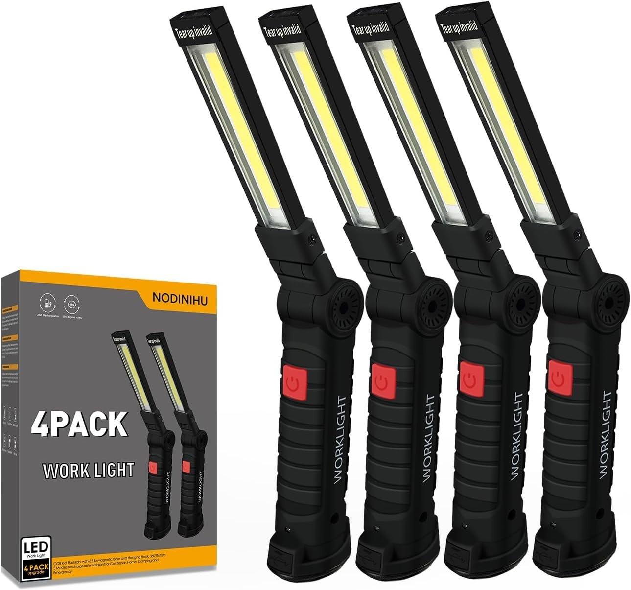 Working Light Portable, Rechargeable Work Lights with Magnetic Base Hanging Hook