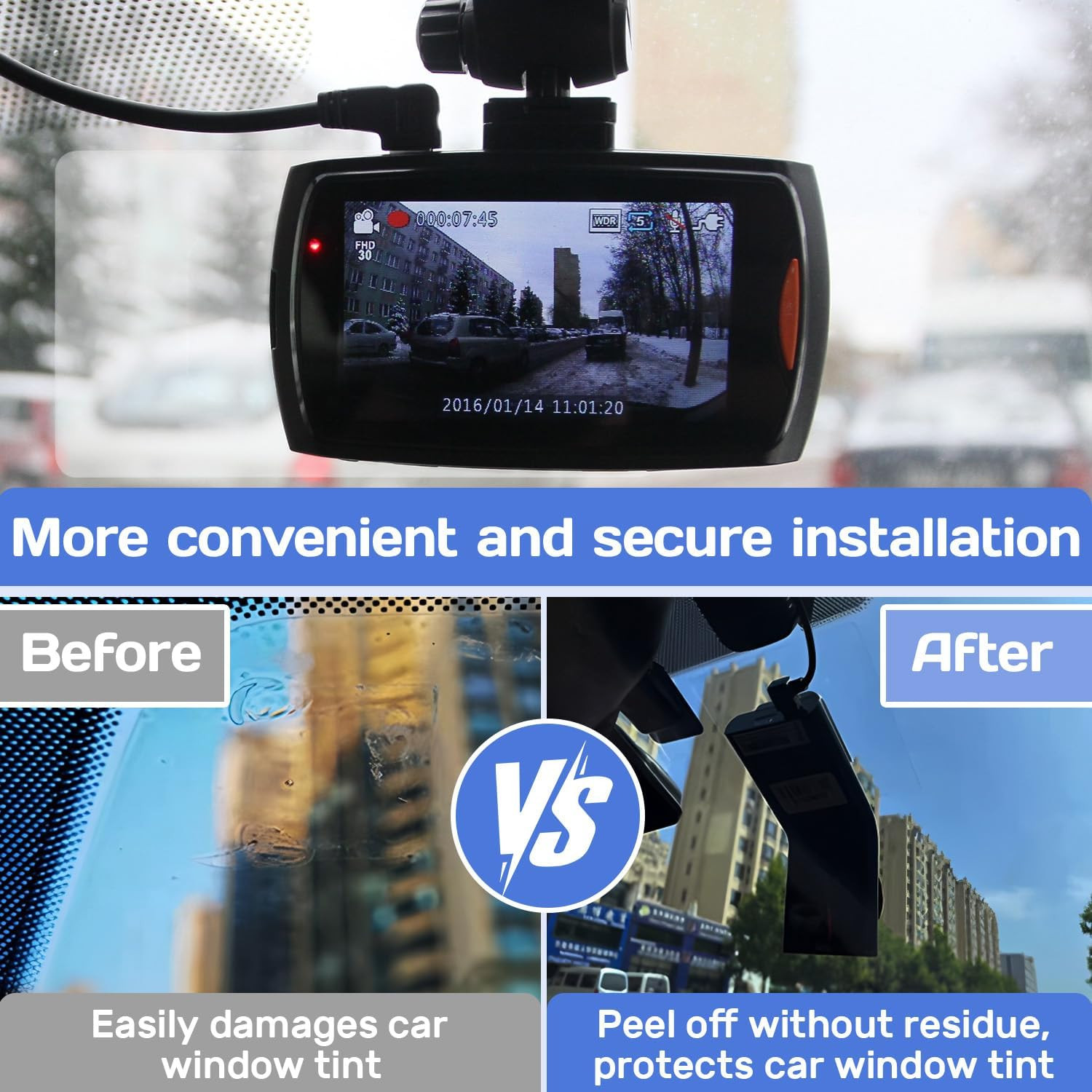 8PCS Dashcam Windshield Sticker,Clear Electrostatic Sticker Mounting Dash Cam,Re
