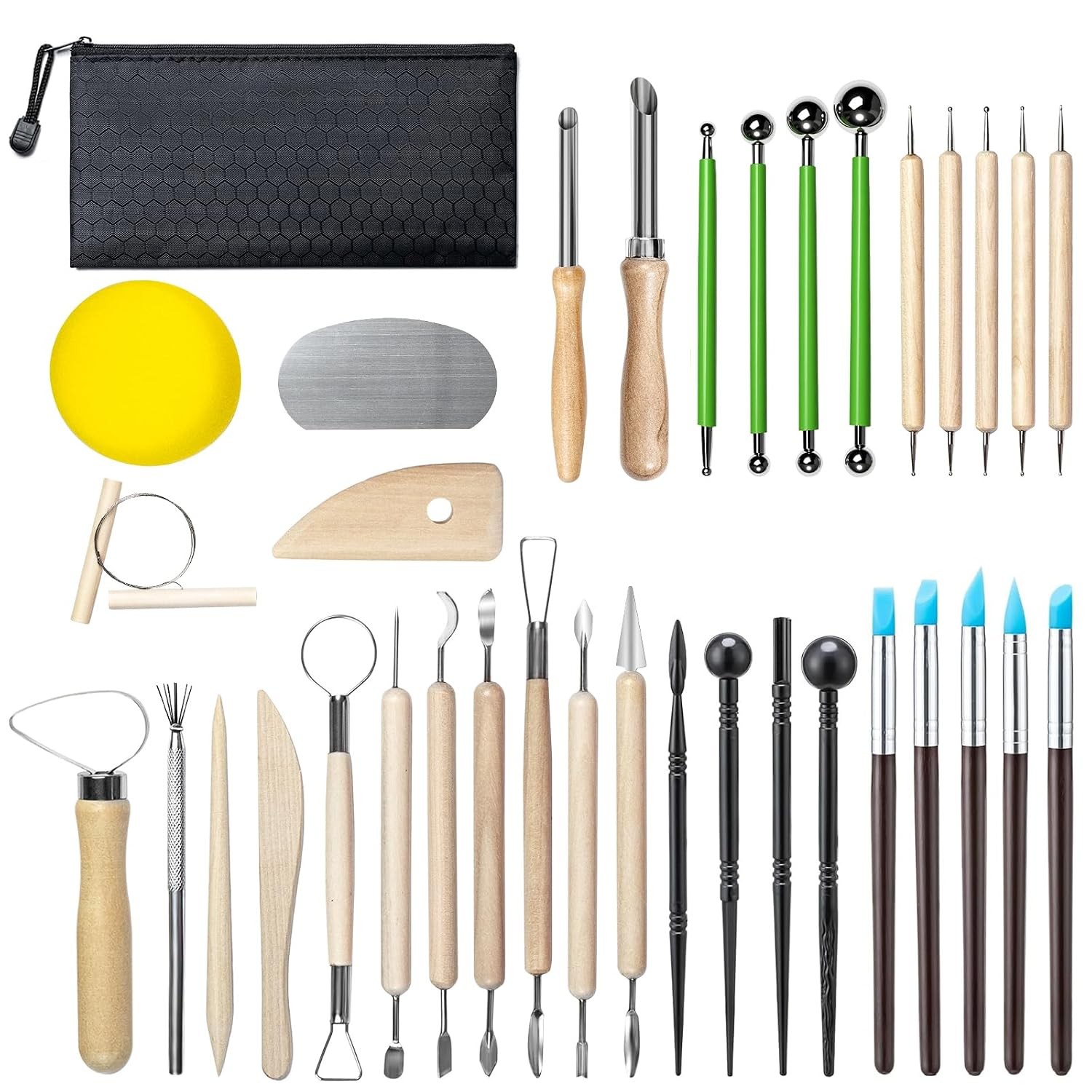 Clay Tool Set 36PC Wood Clay Sculpting Tools Kit Pottery Modeling Tools