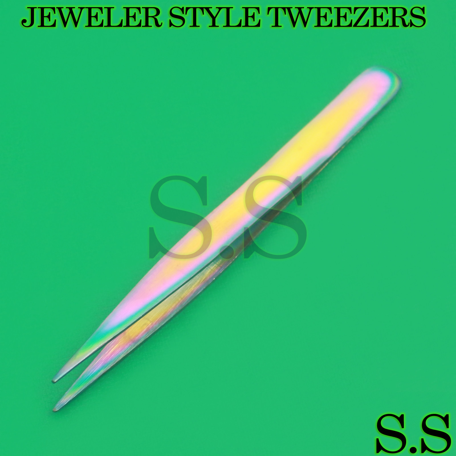 MULTI RAINBOW COLOR 3D EYELASH EXTENSION TWEEZERS STRAIGHT FINE POINT