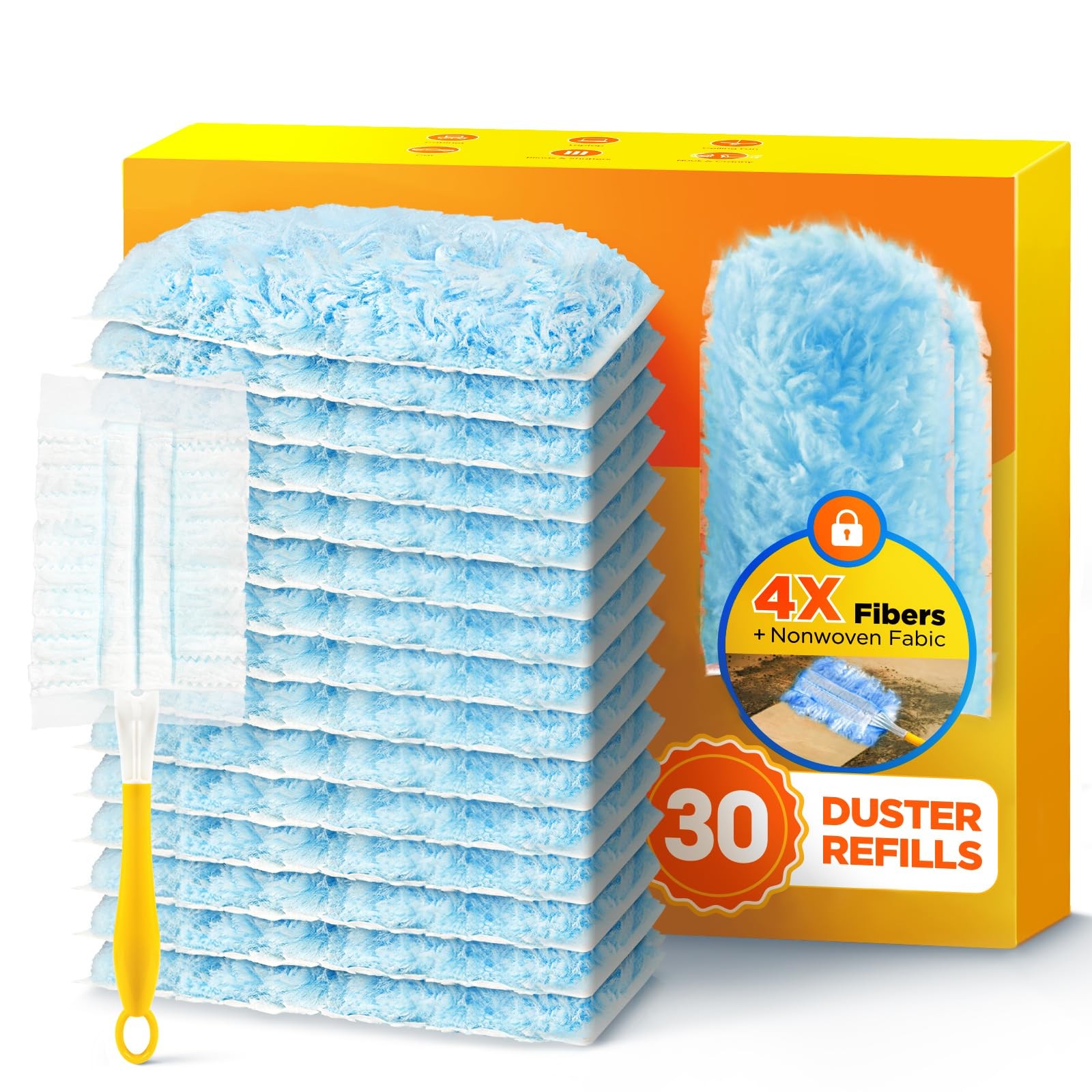30 Count Duster Refill for Swiffer Duster with 1 Handle, One-Sided Disposable...