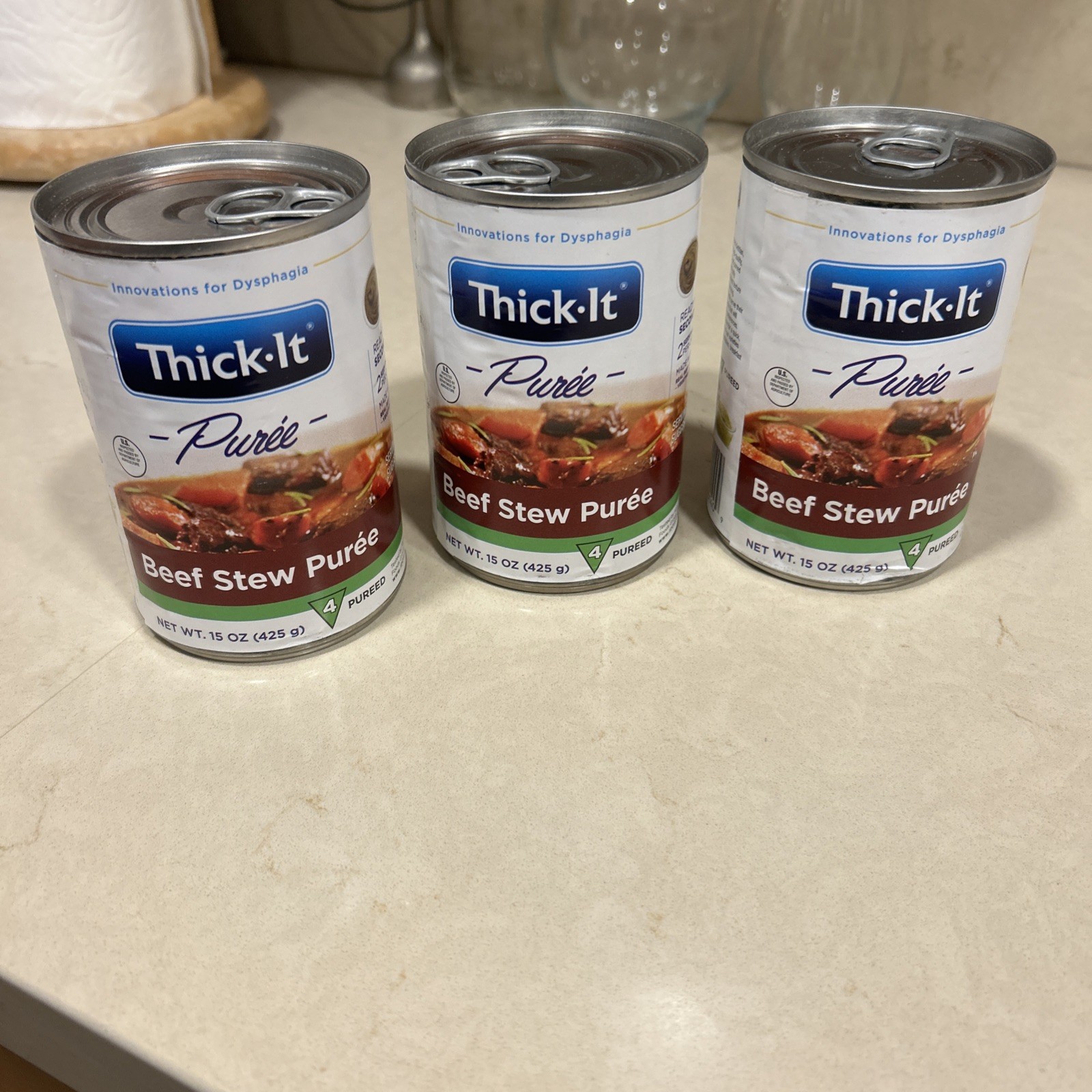 Lot Of 3 Cans Thick-It Puree Beef Stew 15oz Exp 9/27 Free Shipping In US