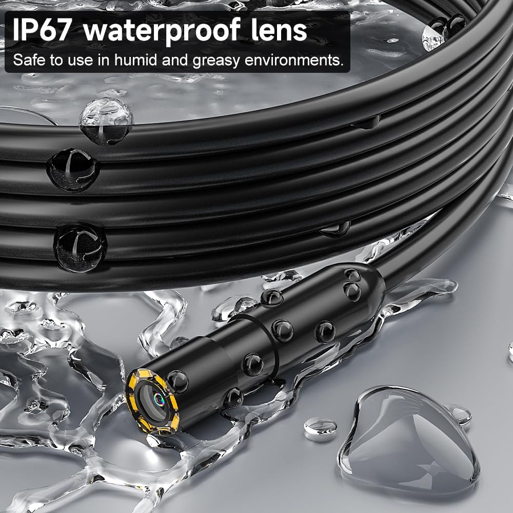 4.3" Inspection Camera with 8 Adjustable LEDs & 360° Hook for Blind Spot Viewing
