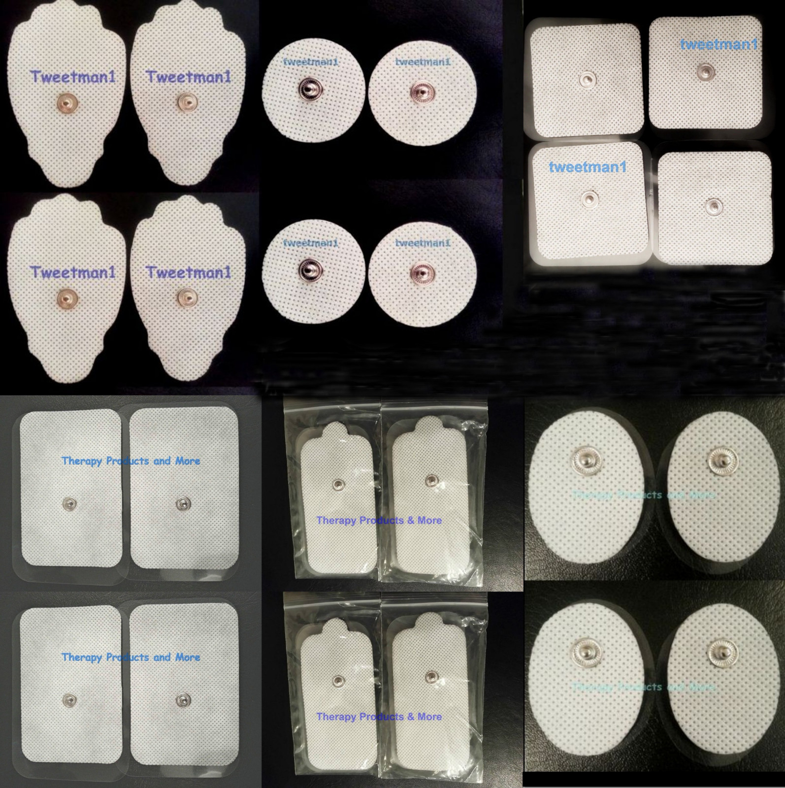 MASSAGE PADS COMBO FOR AURAWAVE IQ PCH TENS (4 LG+4LONG+4SM+4SM OVAL+4WIDE+4SQ)