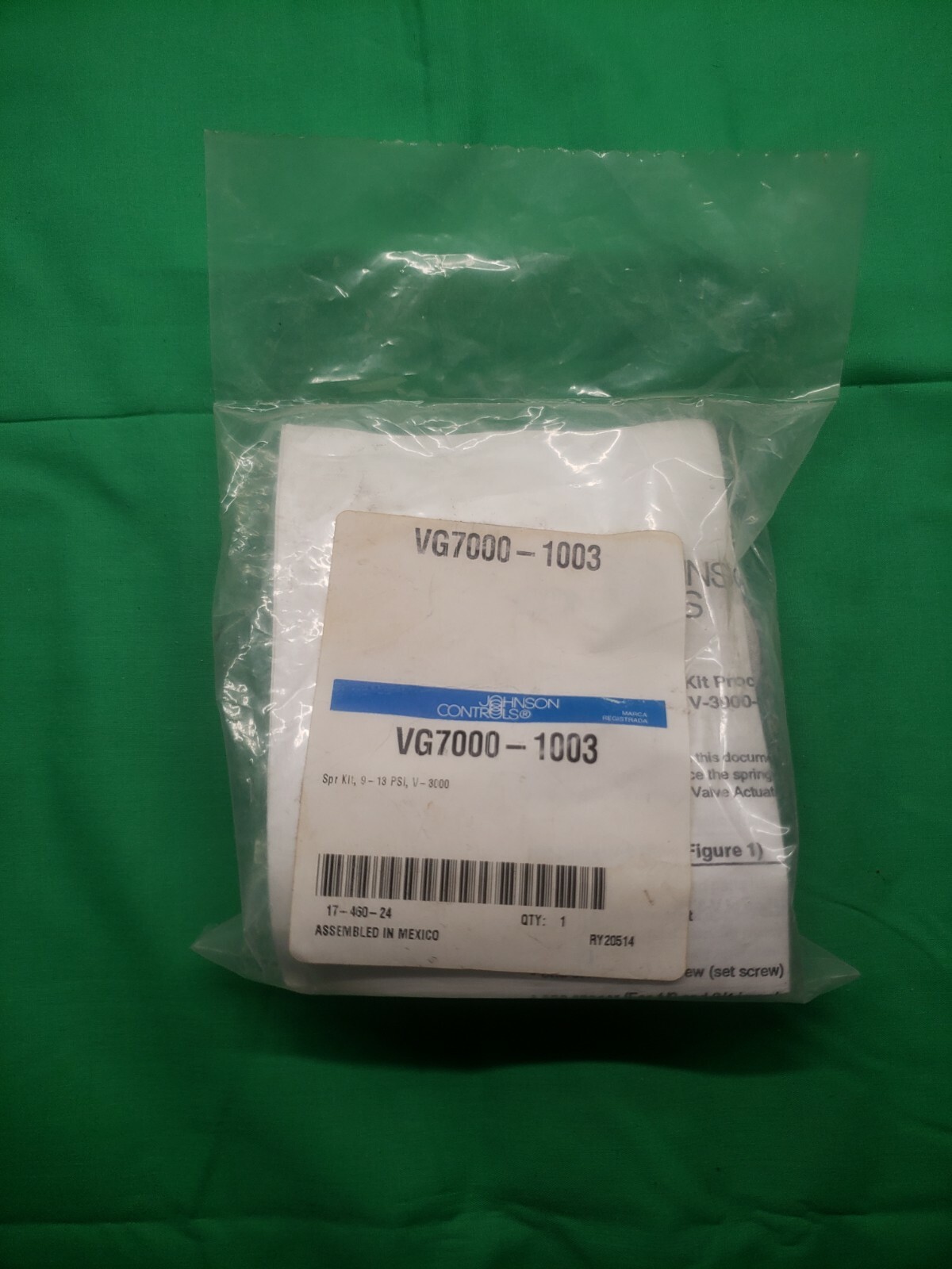 Johnson Controls VG7000-1003 Actuator Spring Kit 9-13psi, L38-321. New.