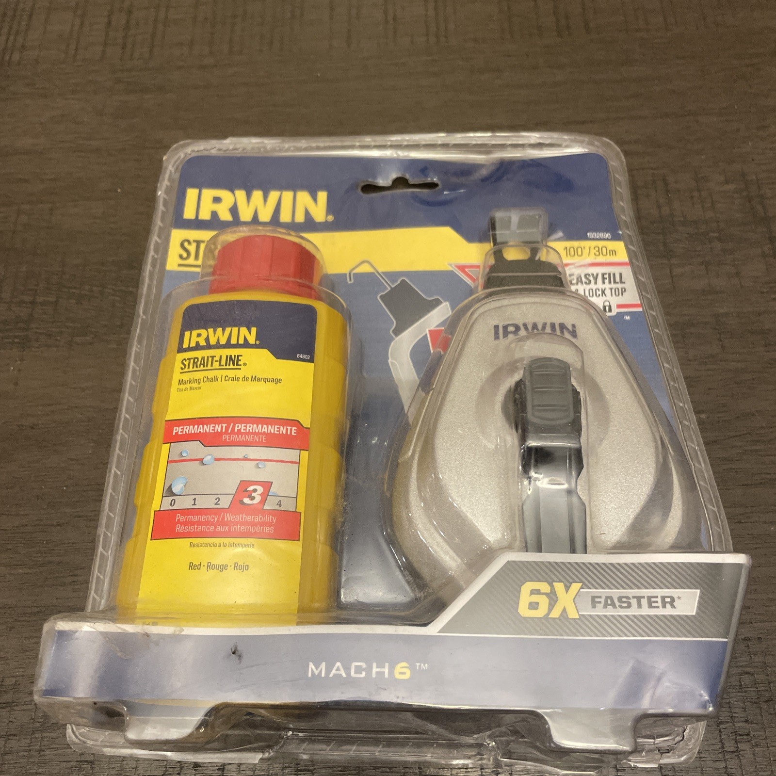Irwin 1932890 Aluminum  Mach6 Braided Chalk and Reel Set 100 L ft.- Red Chaulk