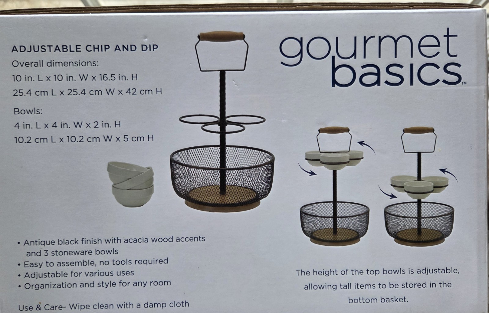 Gourmet Basic by Mikasa Threaded Adjustable Metal Industrial Chip and Dip Server