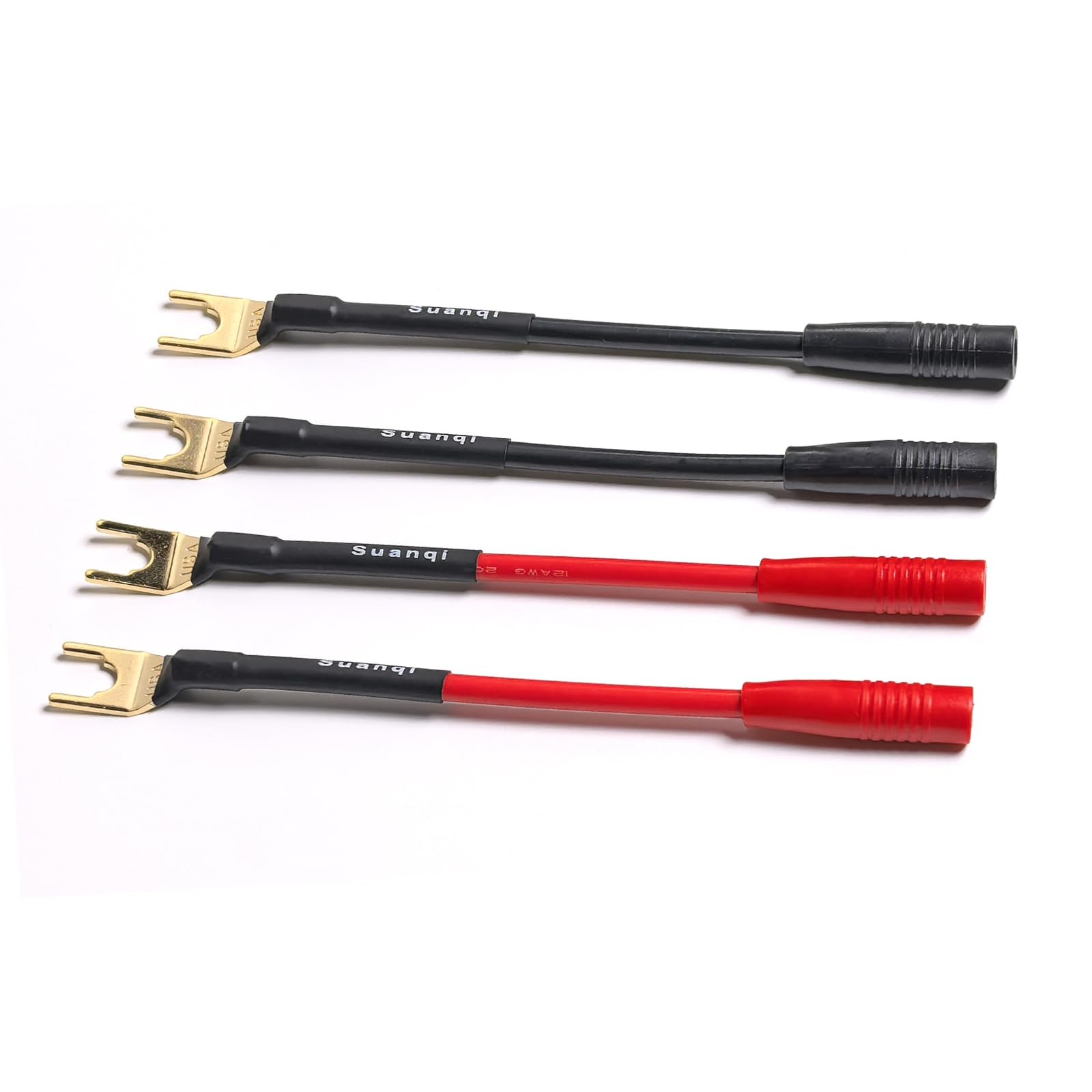 U Type Spade Plug to Female Banana Jack Audio/Video Large U-shaped fork, red