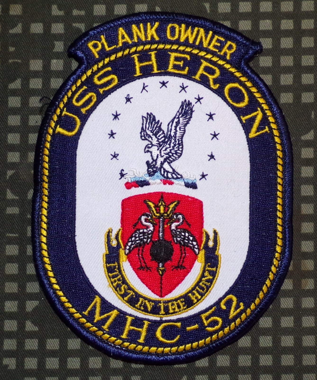 US Navy USS Heron MHC-52 Plank Owner Full Color Embroidered Patch