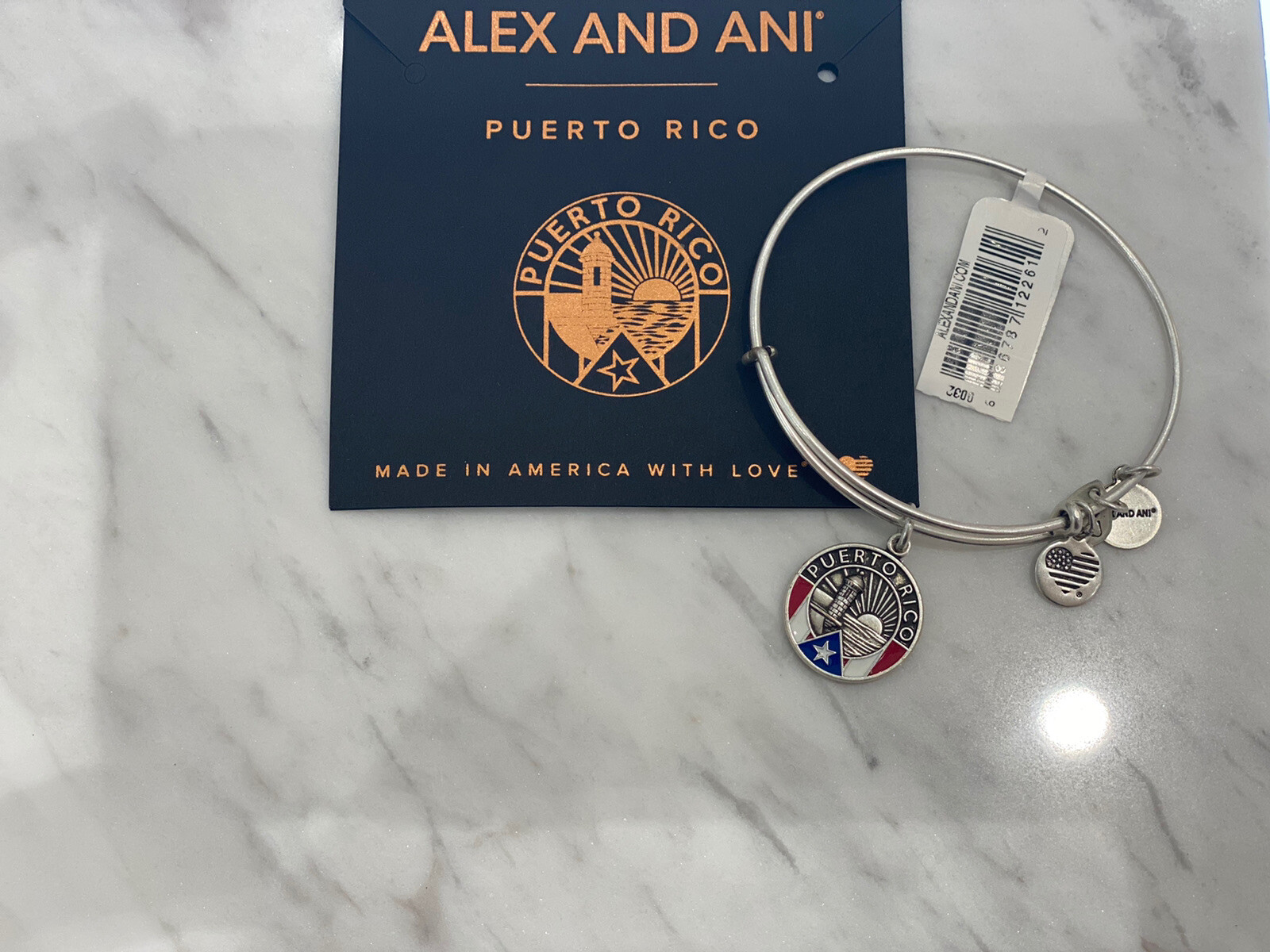 New Alex And Ani Puerto Rico Adjustable Bangle Bracelet