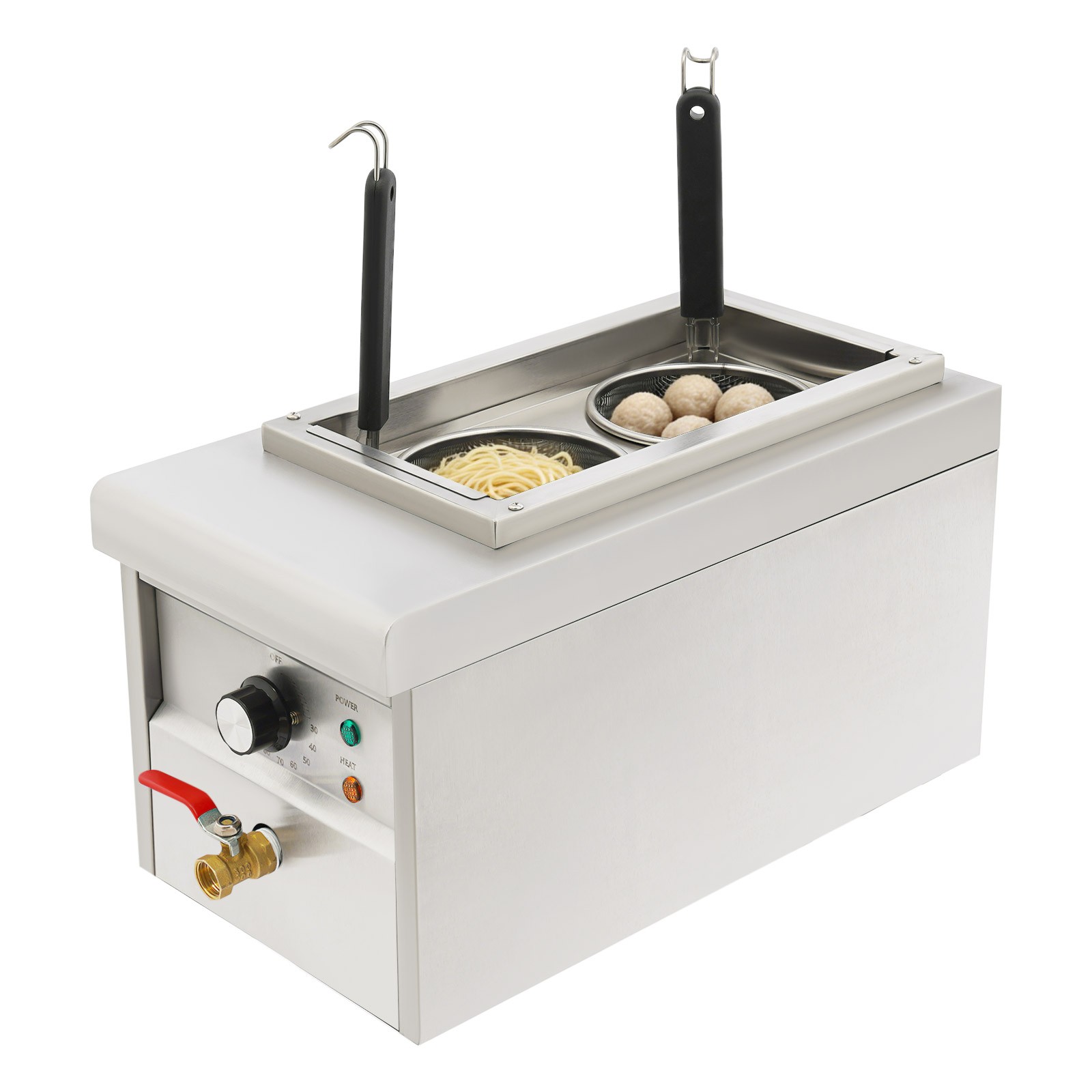 Commercial Electric Pasta Cooking Machine Noodle Boiler 2 Holes Pasta Maker 9L