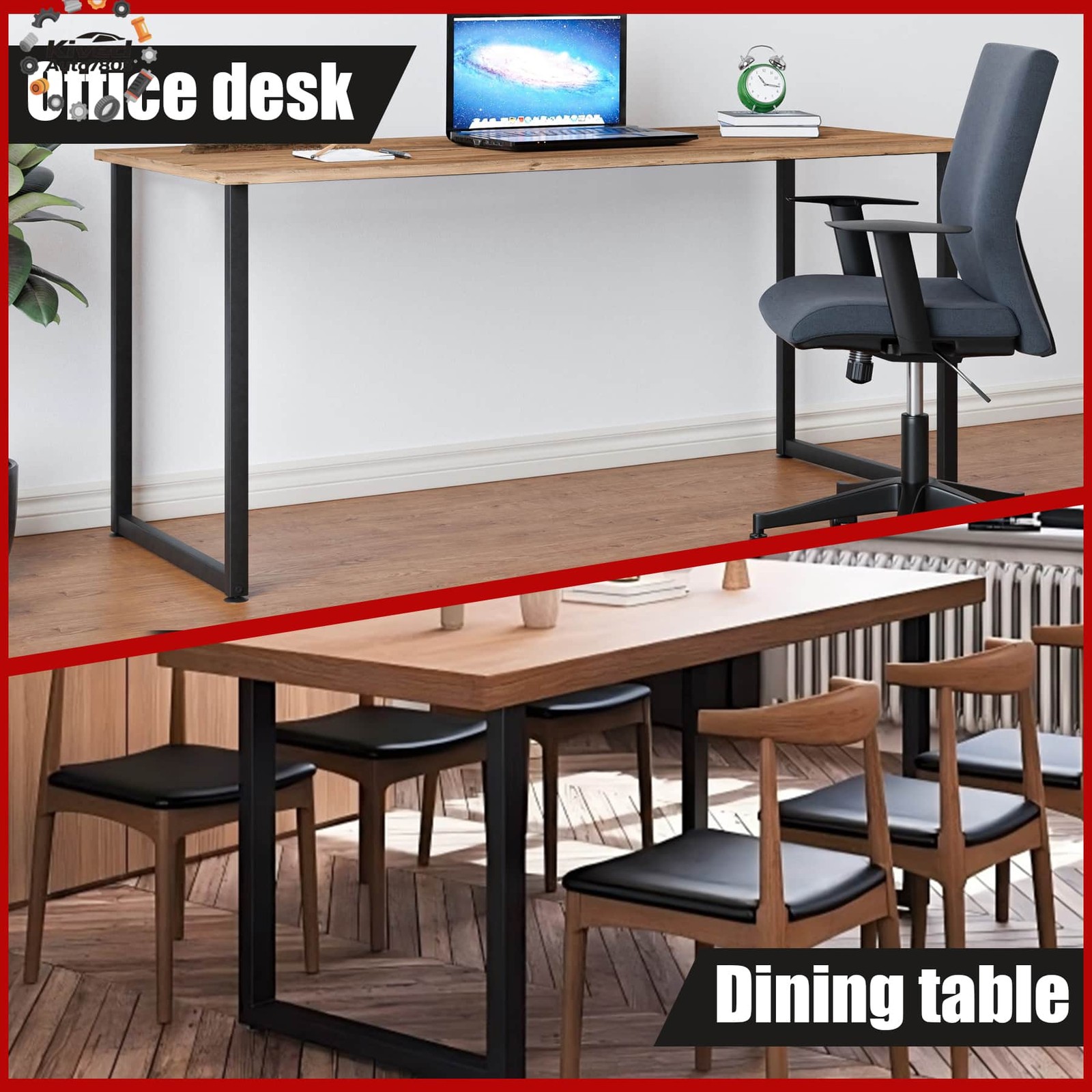 28" x 17.7" Heavy Duty Set of Steel BlackTable Legs Industrial Country Style