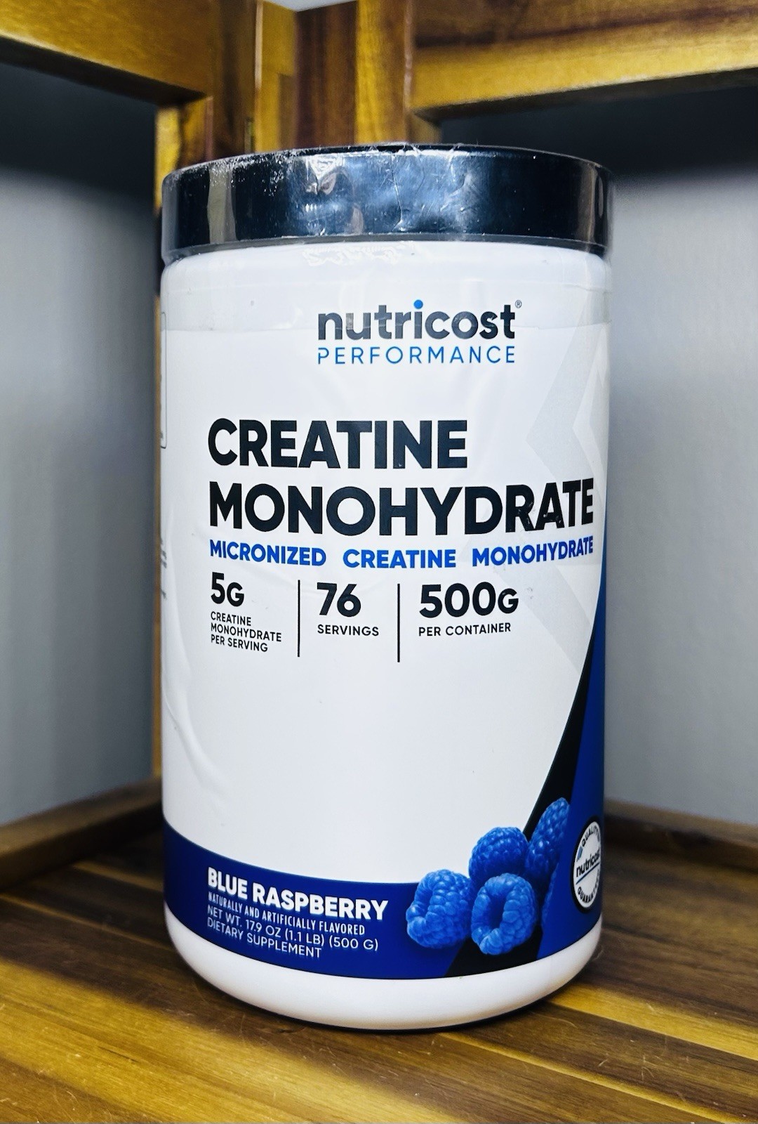 Nutricost  Creatine Monohydrate Powder Blue Raspberry,  1.1 LBS- - Expires 01/28