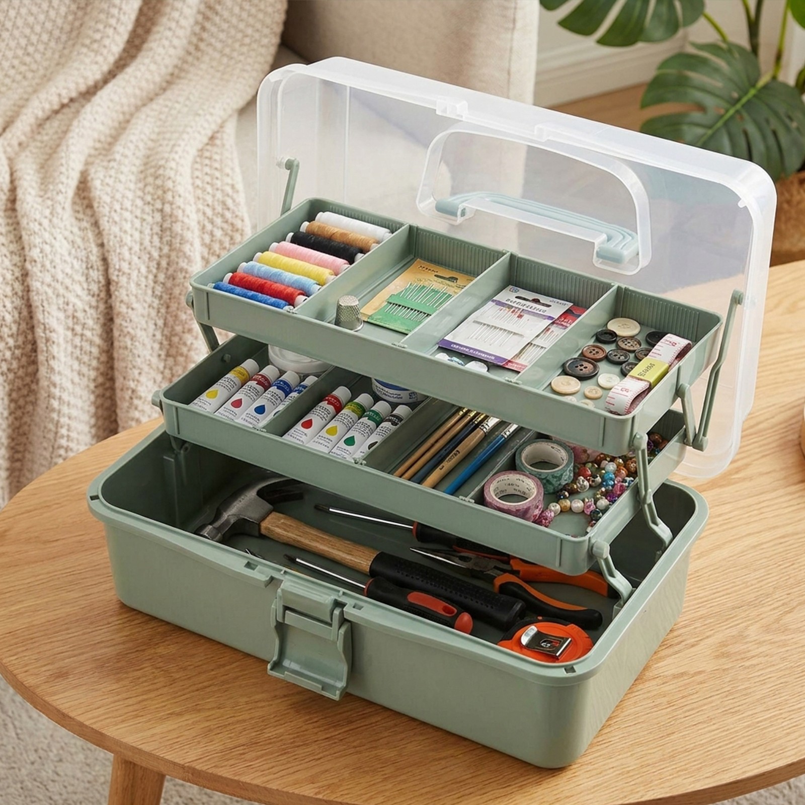 3-Layer Plastic Dividing Storage Box Craft Organizer and Storage with3970