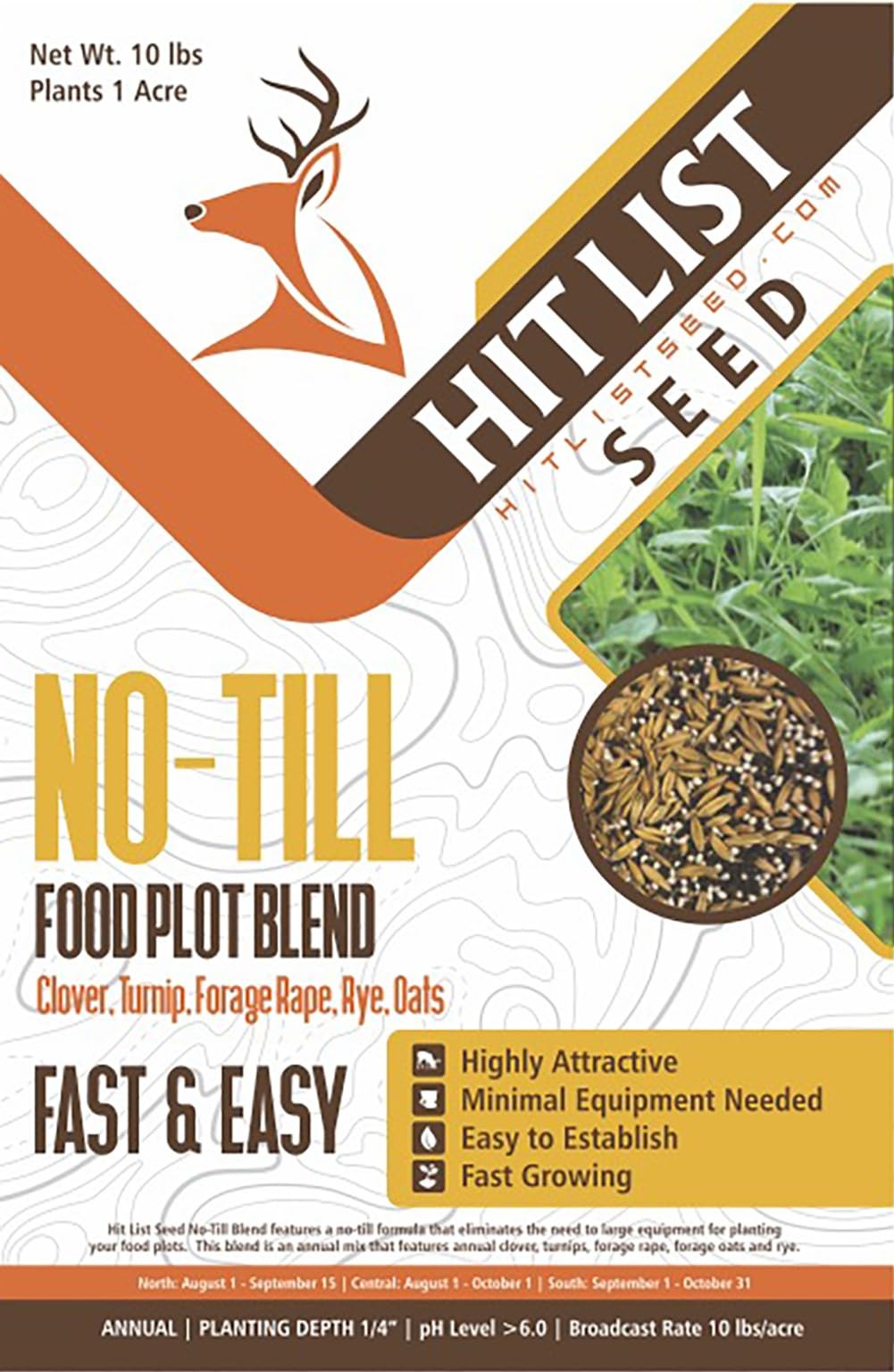 No Till Annual Mix - Throw and Grow Clover, Rye, Turnip, Brassica, Oats - No ...