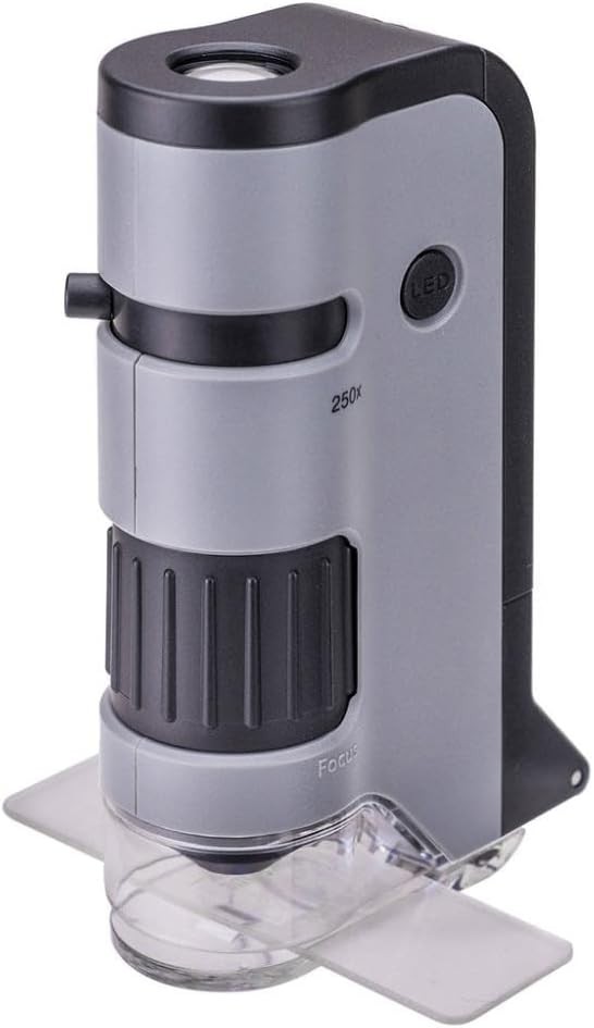 MicroFlip 100x-250x Pocket Microscope with Smartphone Clip for STEM Learning