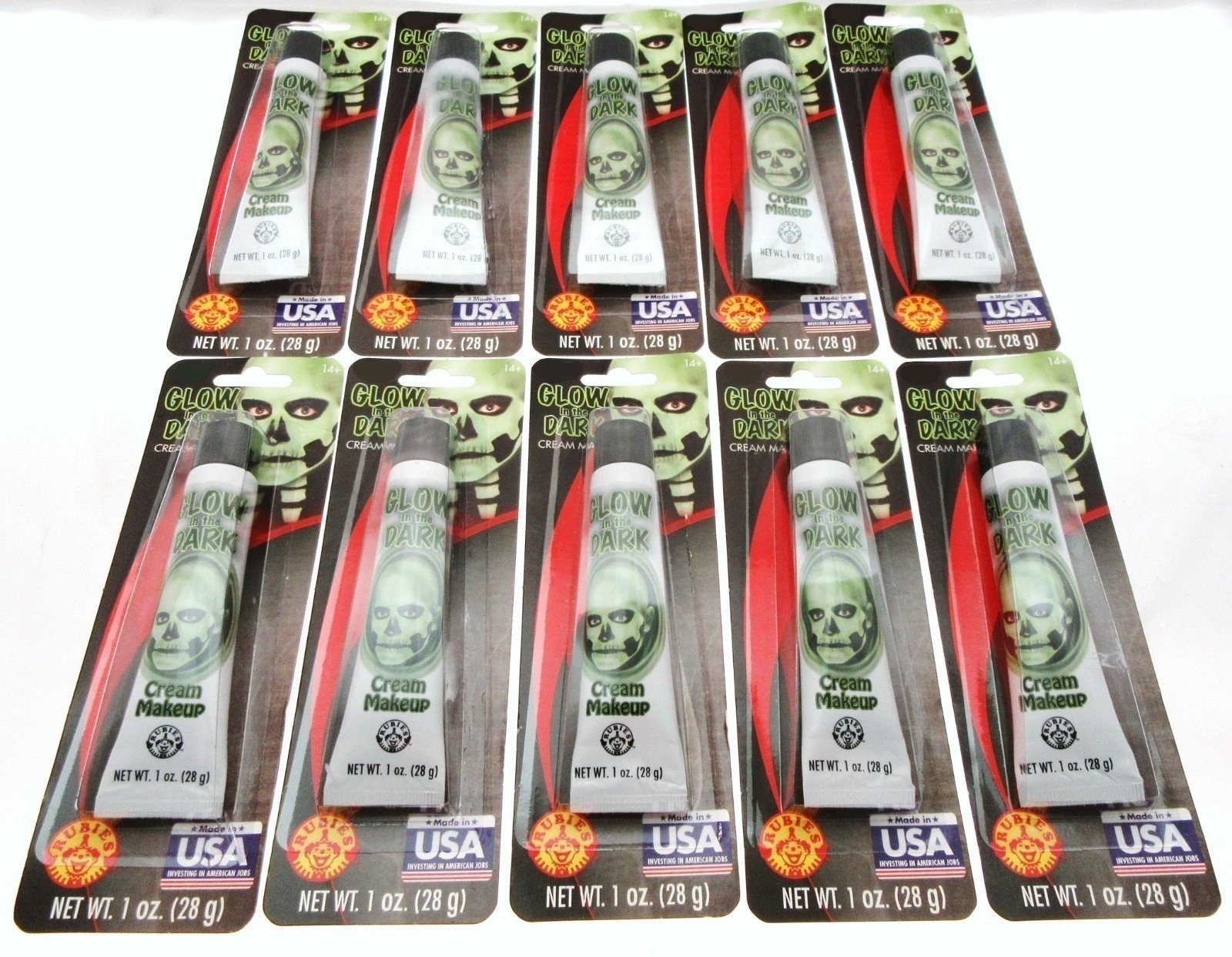 Halloween Glow In The Dark Cream Make Up ~ 1oz Tube ~ Lot of 10