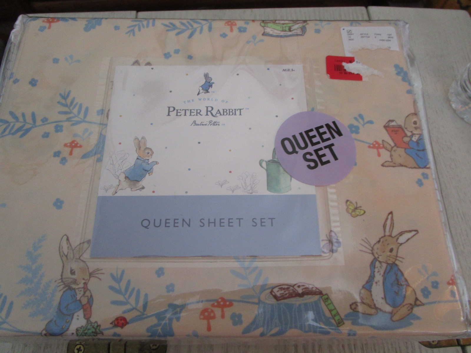 NEW THE WORLD OF PETTER RABBIT BEATRIX POTTER 4 PIECE PEACH QUEEN SHEET SET