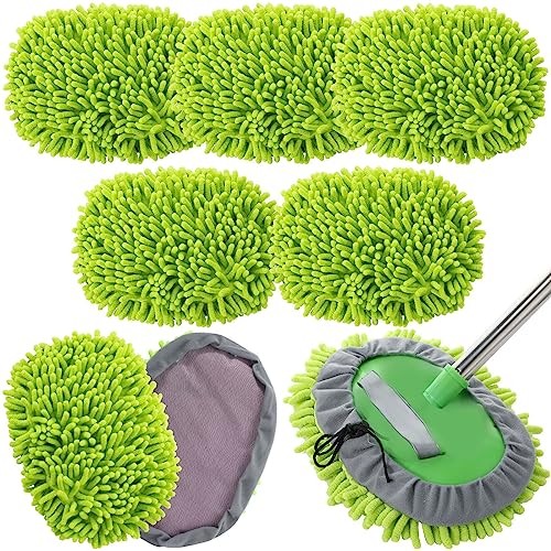 5 Pcs Car Wash Mitt Kit, Car Clean Brush Not Included, Microfiber Mitt Green