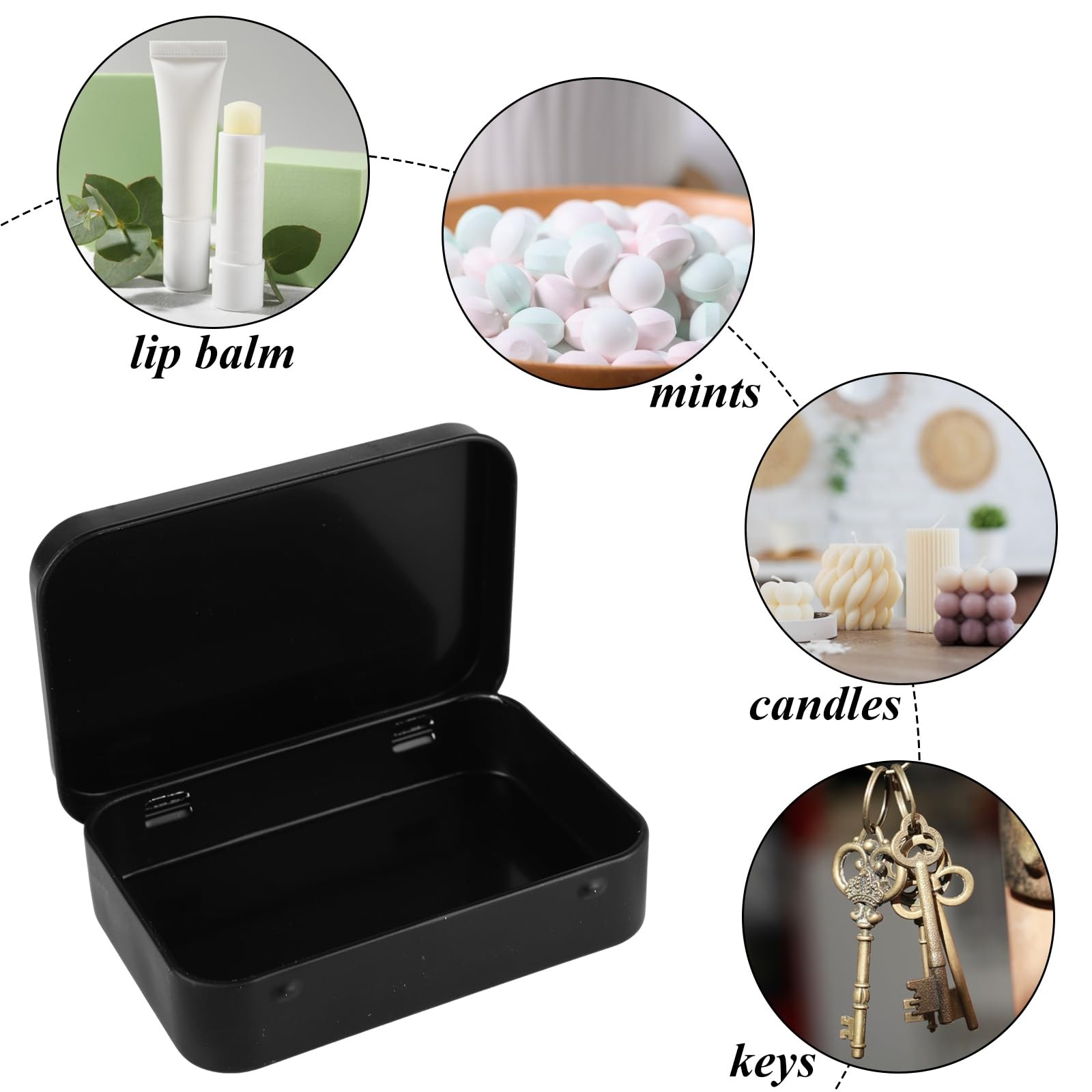 50 Pack Metal Rectangular Empty Hinged Tins Black Mini Tin Boxes Containers 3...