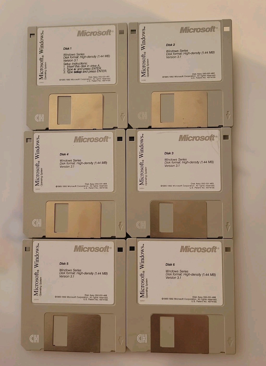 Vintage Microsoft Windows 3.1 Complete 6-disk Set Installation Hardware 1985-92