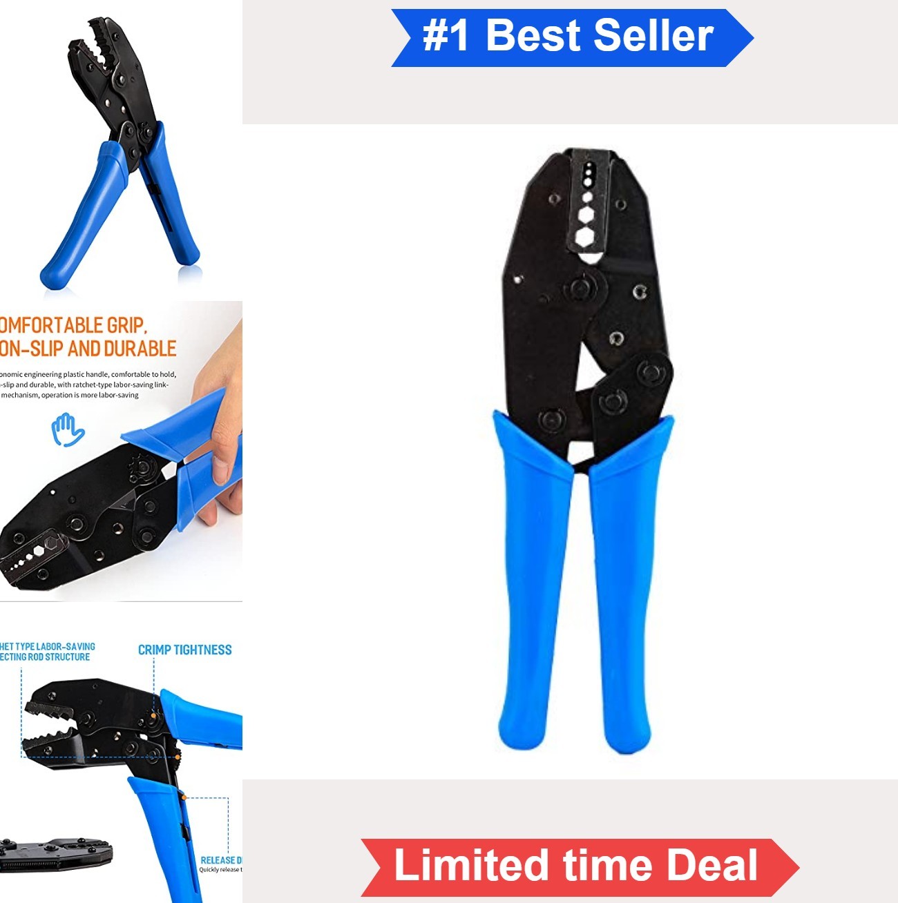 Crimping Pliers Coax RF BNC Ratchet Terminal Crimper Tool RG58 RG62 6 Die Sizes