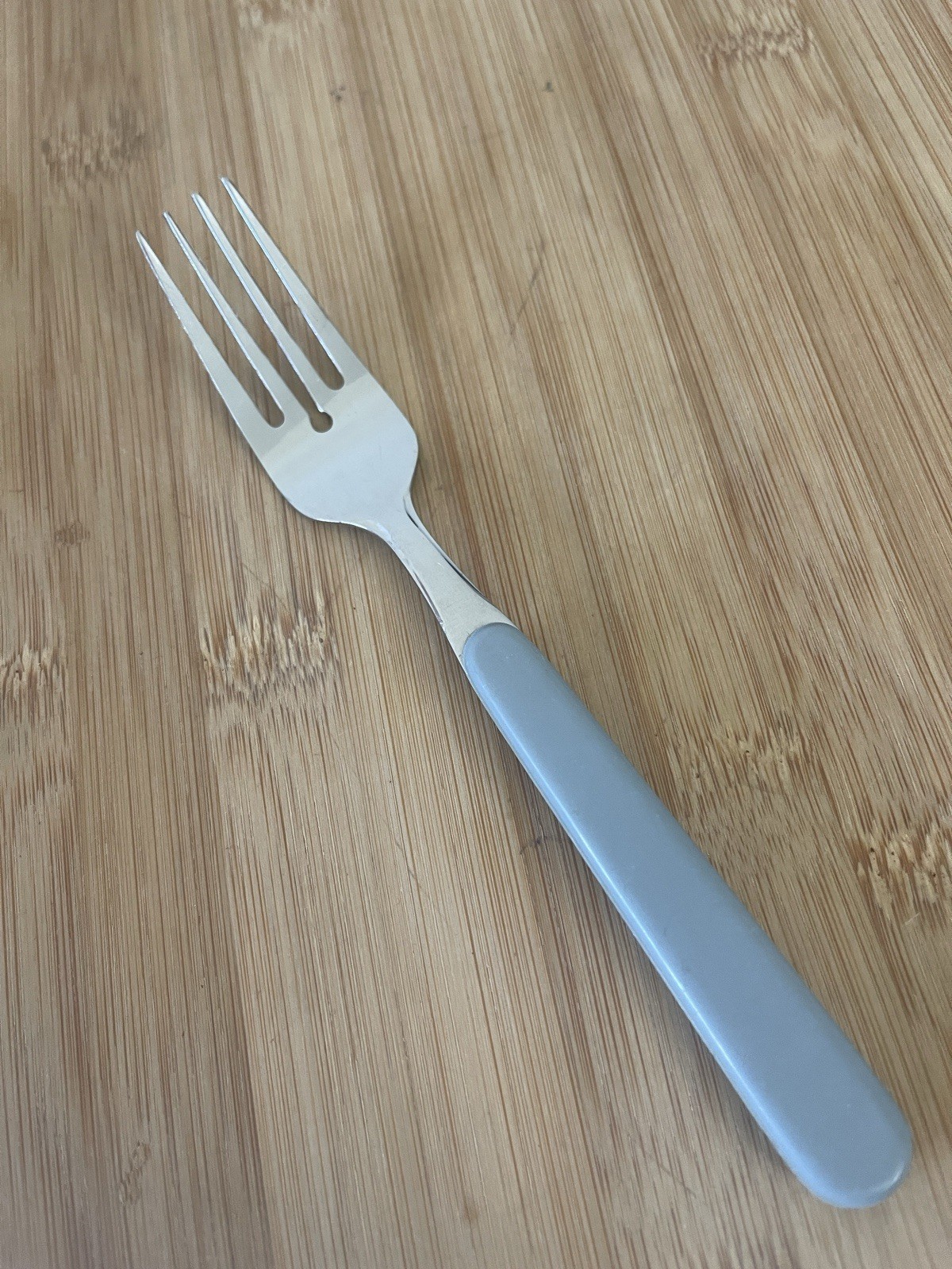 Stainless Flatware BLUE GREY Plastic Rounded Tip SALAD FORK 6.5”