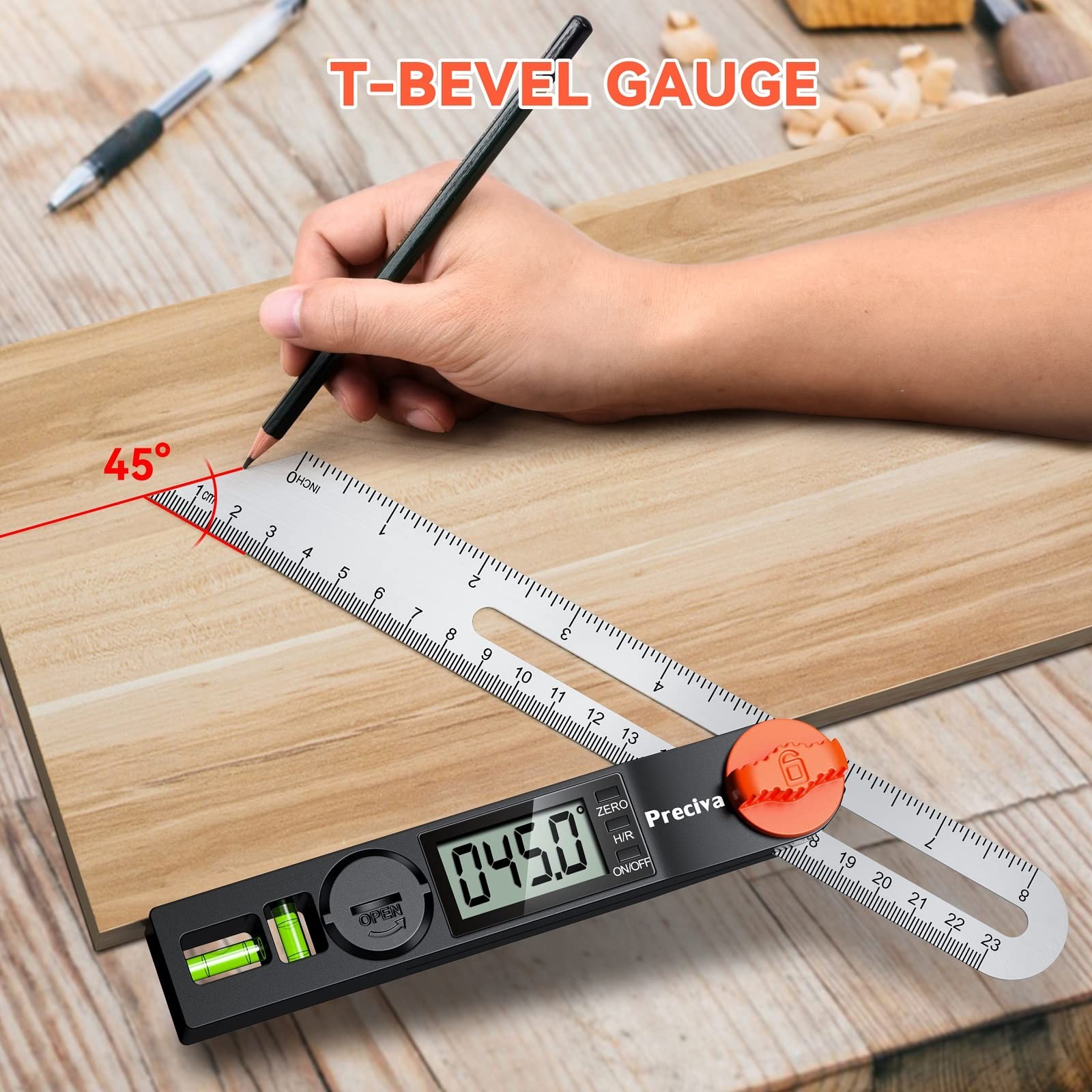 Tbevel Gauge & Protractor With Horizontal And Vertical Bubble0338เธ Digital ...