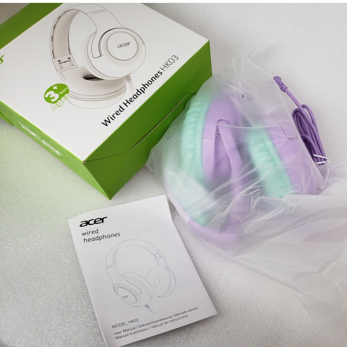 Acer HK03 Kids Wired Over-Ear Headphones – White