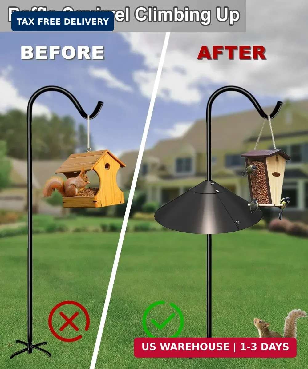 Metal Squirrel Baffle for Bird Feeder Pole, Outside Pole Mount Bird