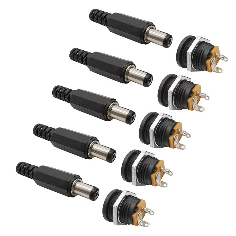 10PC Male Barrel Jack Plug Female Socket Panel Mount DC 12V Power Connectors