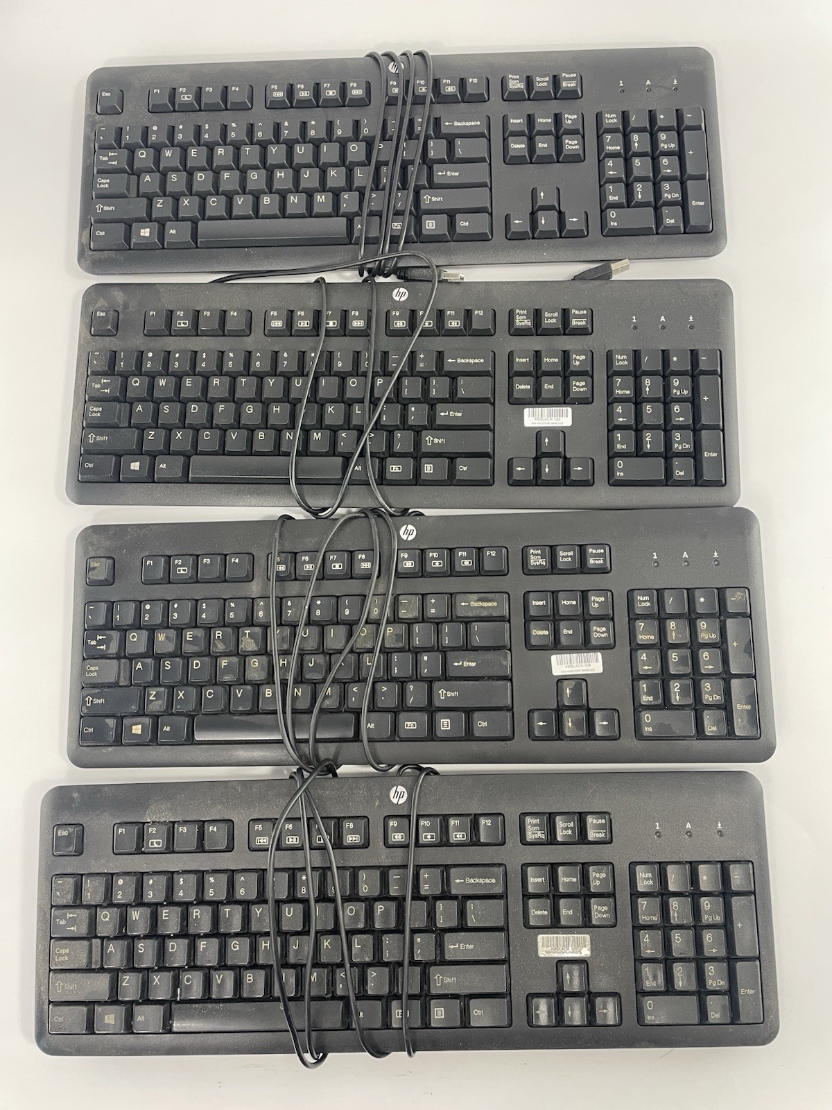 Lot of 4 HP  USB Keyboards Wired OEM Black Tested Working