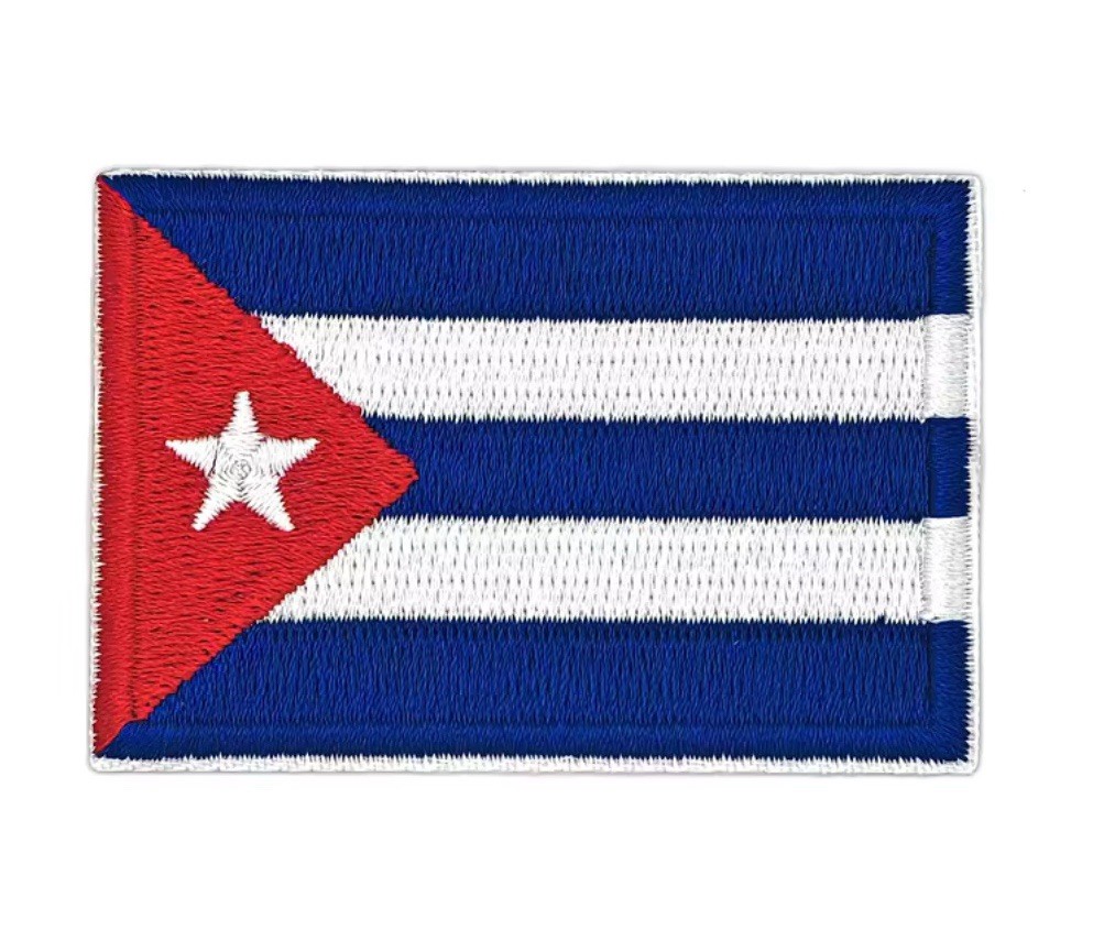 Cuba Flag Patch Embroidered Iron-On Cuban Caribbean Decal Free Shipping!