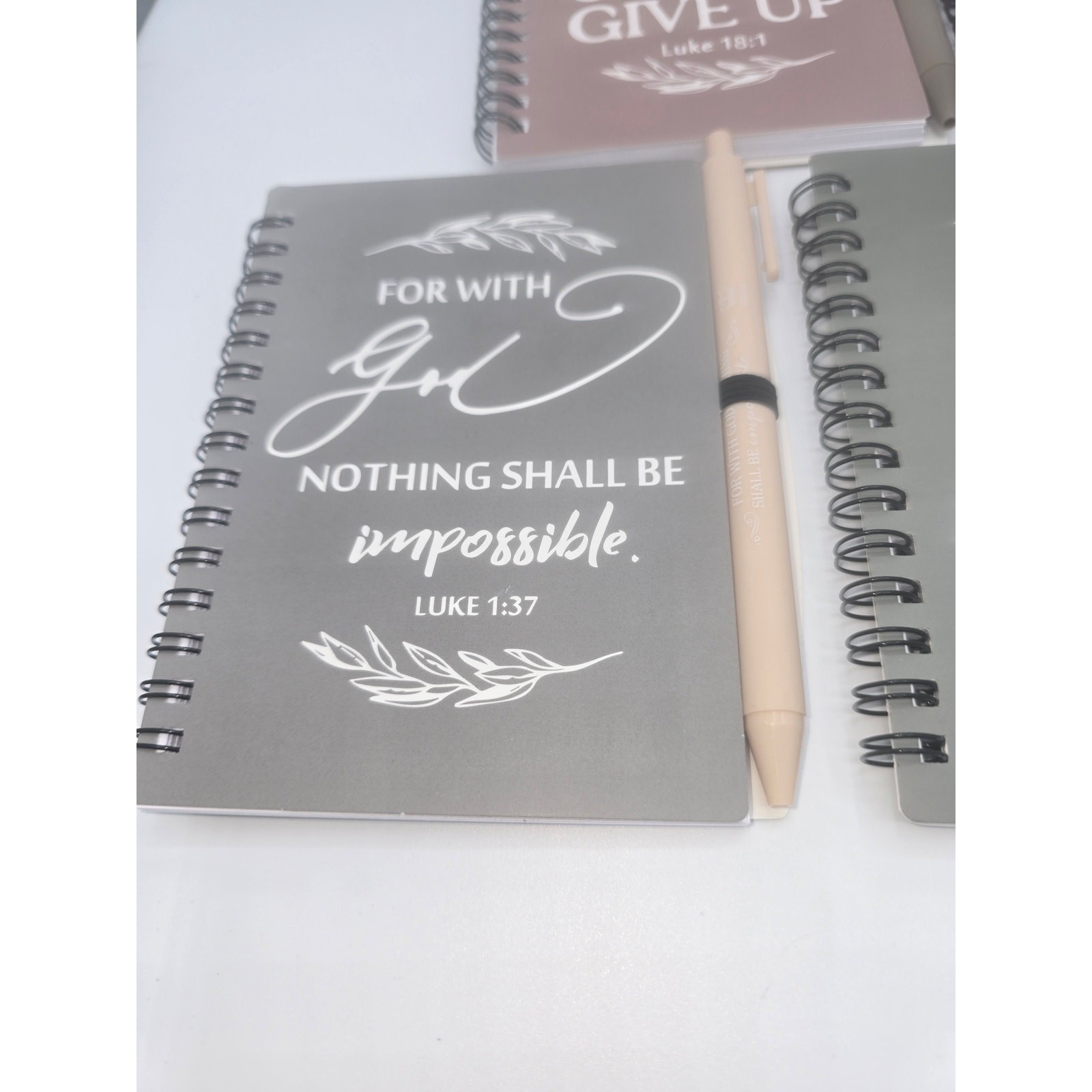 5-Pack of Inspirational Religious Notebooks & Matching Pen w/Scriptures