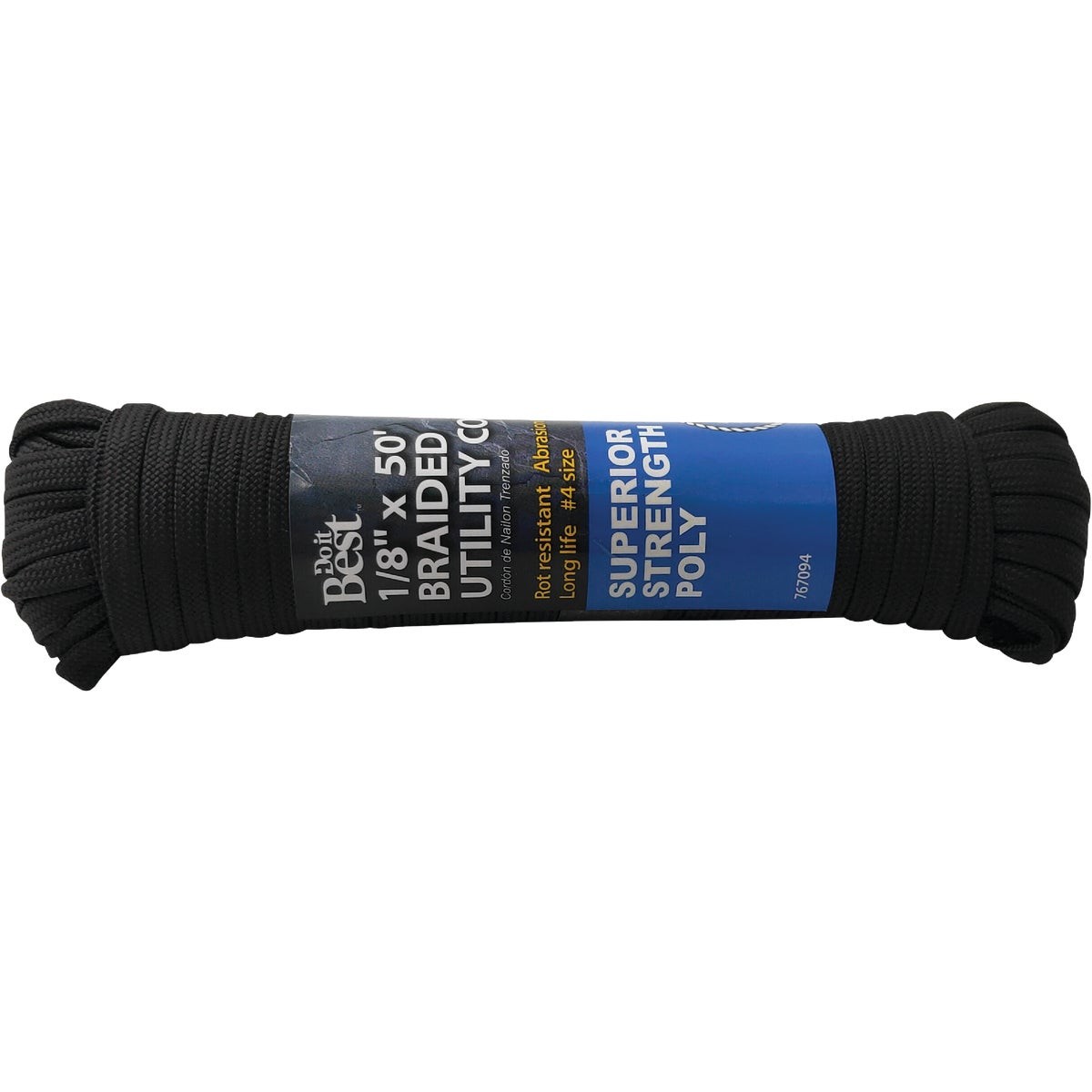 Do it Best 1/8 In. x 50 Ft. Black Braided Polypropylene Paracord 767094 SIM