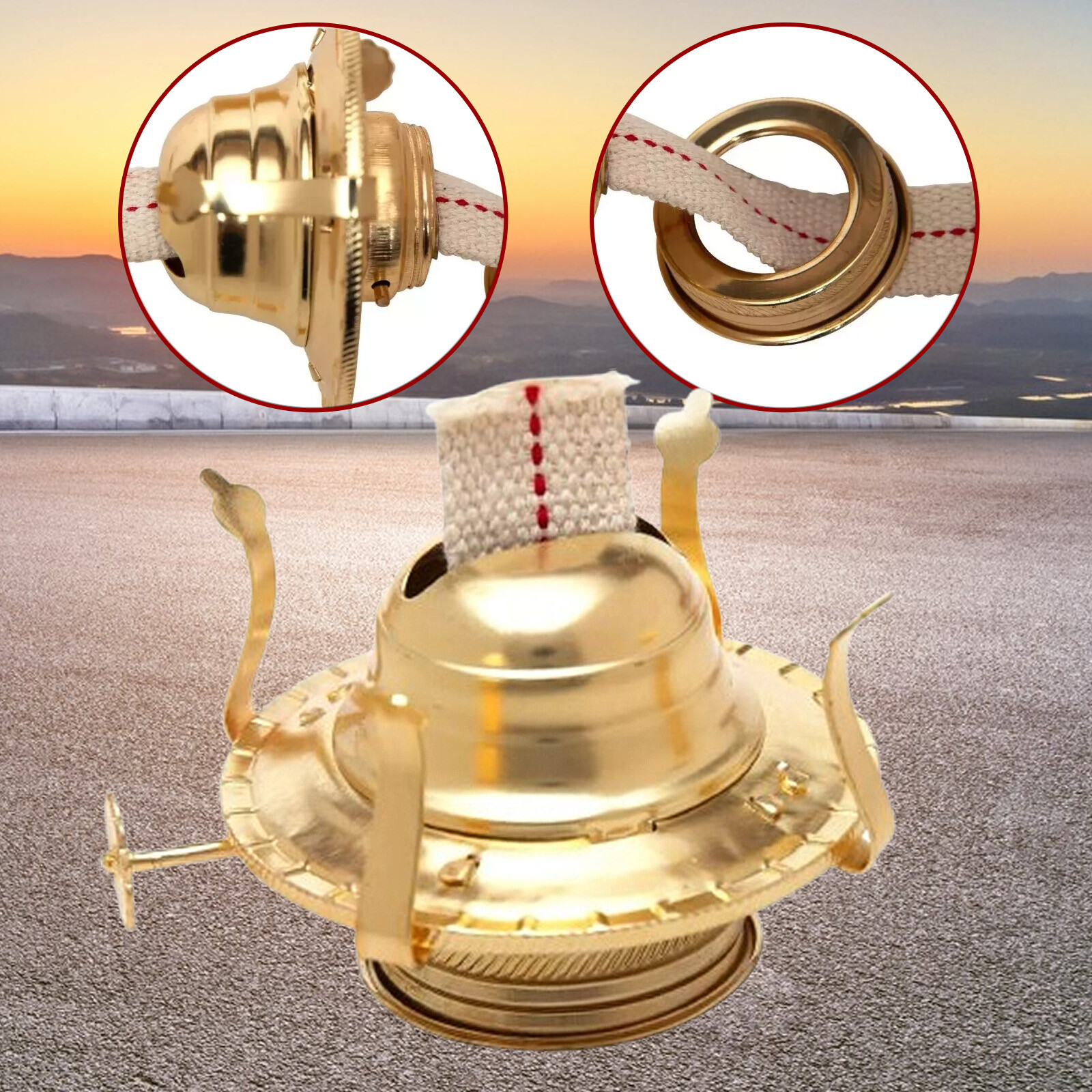 Brass Plated Oil Burner Replacement for Antique Kerosene Lamps 38 holes
