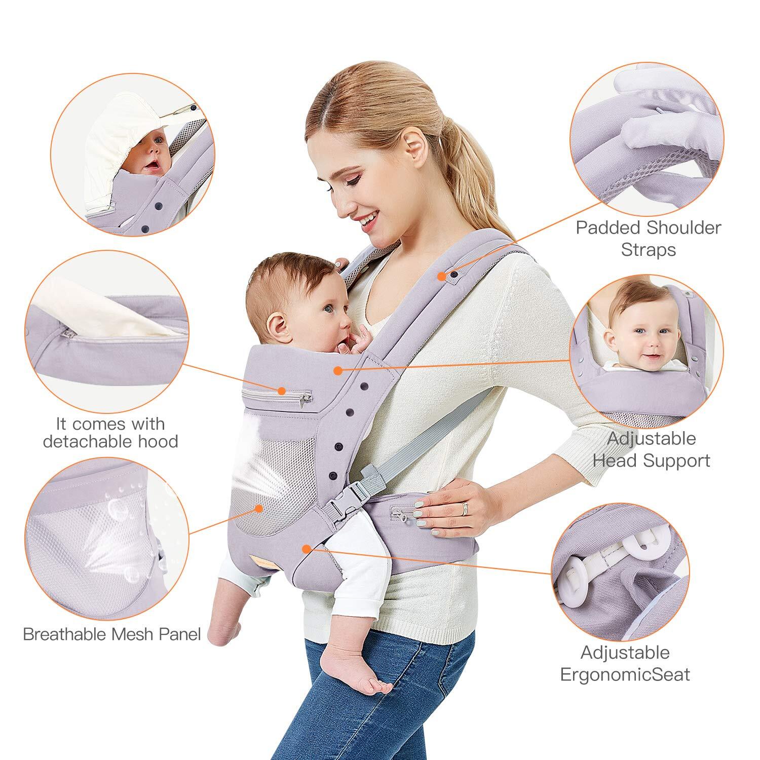 Ergonomic Baby Carrier Kangaroo with Seat Front and Back Comfy High Quality