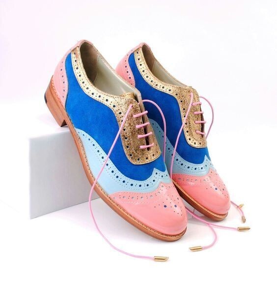 Tailor Made Women's Three Tone Leather Oxford Lace Up Casual Formal Shoes Women.