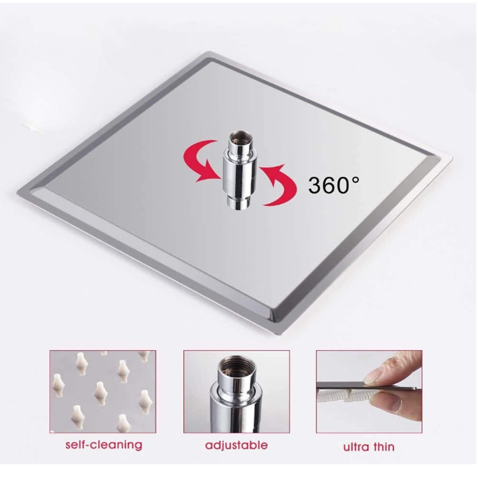 Chrome 12'' High Pressure Rainfall Dual Shower Head Combo with 3 Modes Handheld