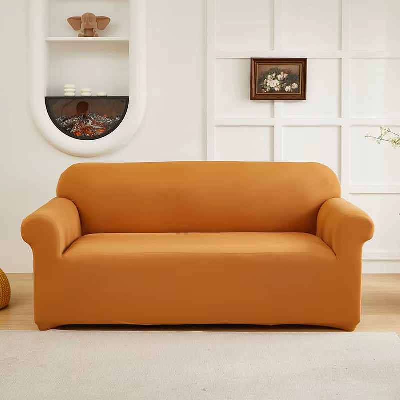 1Pc Stretch Sofa Slipcover Solid Color Sofa Couch Cover Soft Non-Slip Dustproof