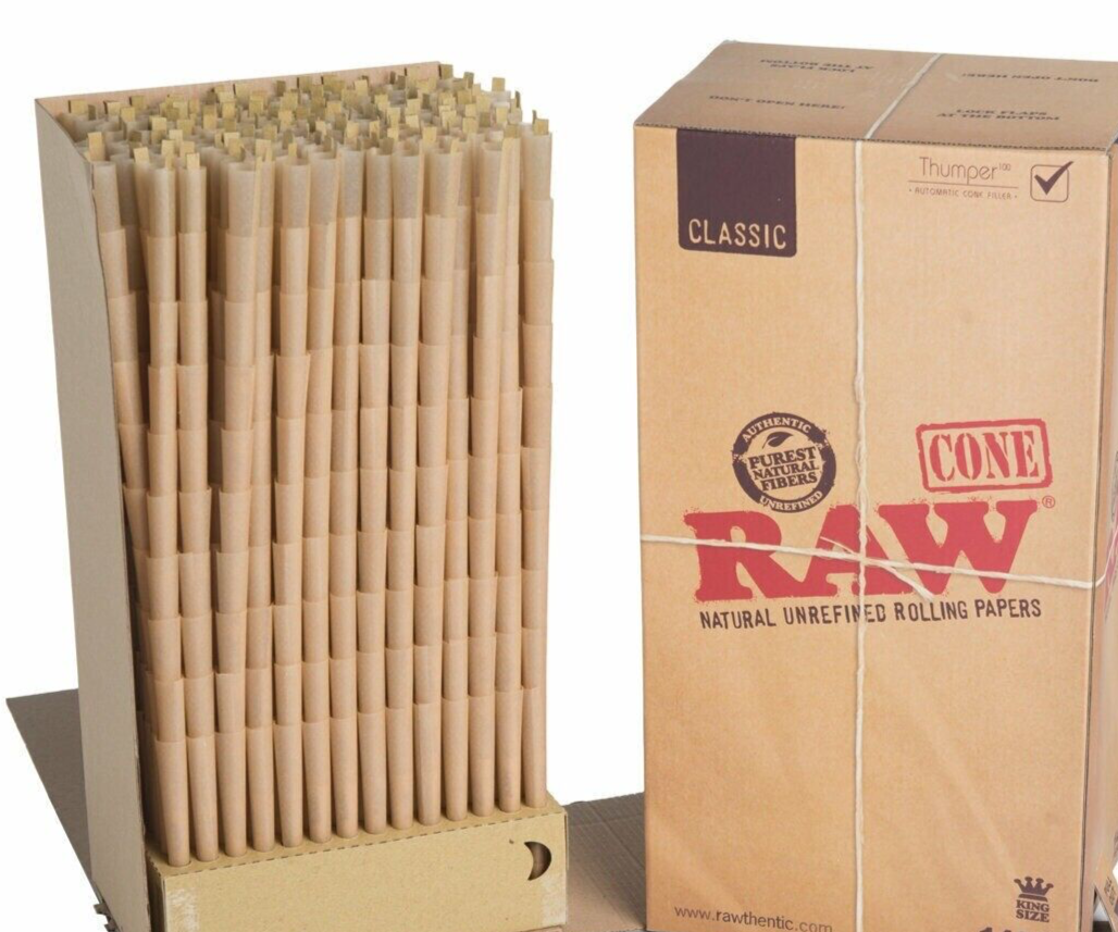 Authentic Raw King Size pre rolled 50 / 100 /150/ 200 Cone + FREE Lighter