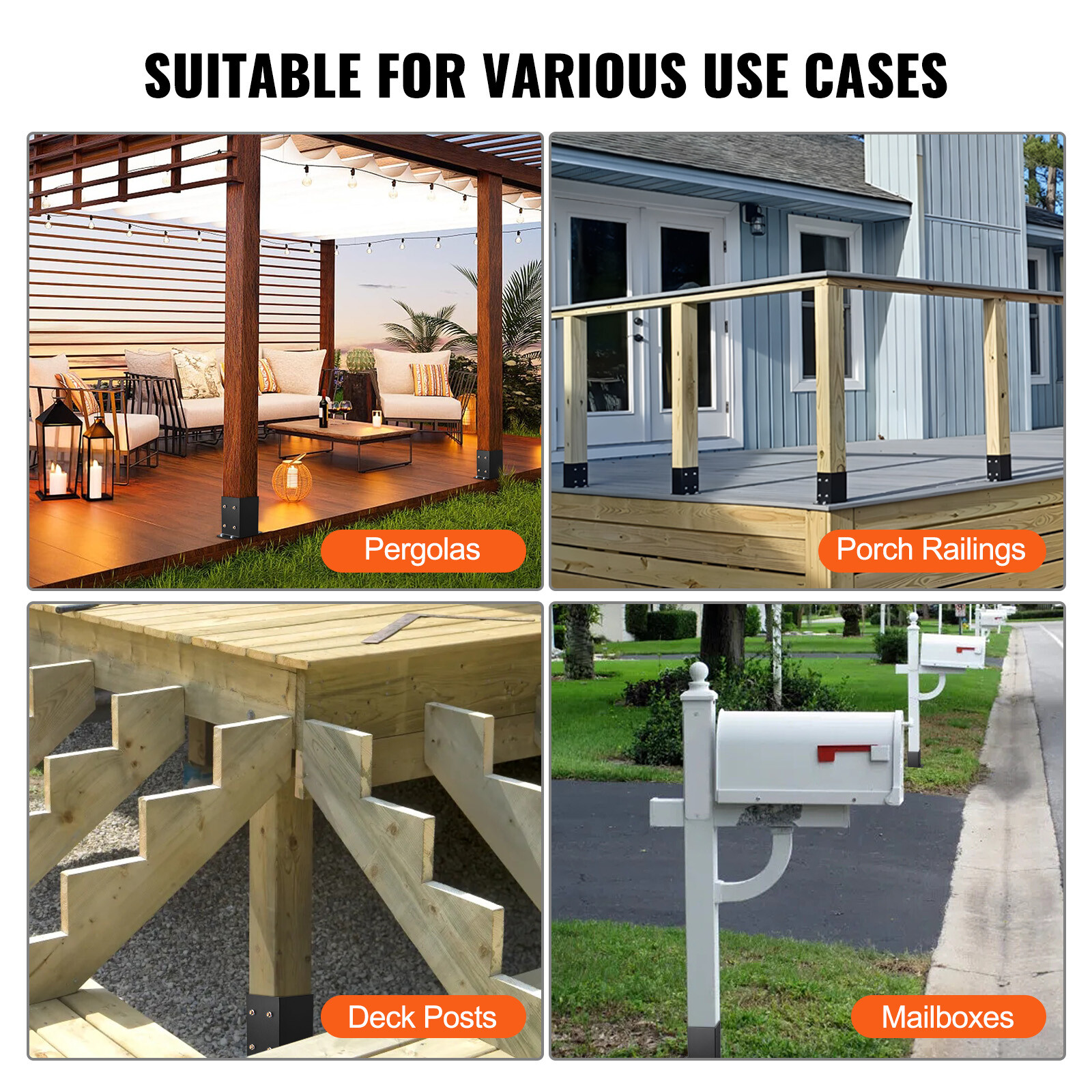 VEVOR 2 Pack 4x4 Post Base Brackets Heavy Duty Wood Post Fence Post Anchor