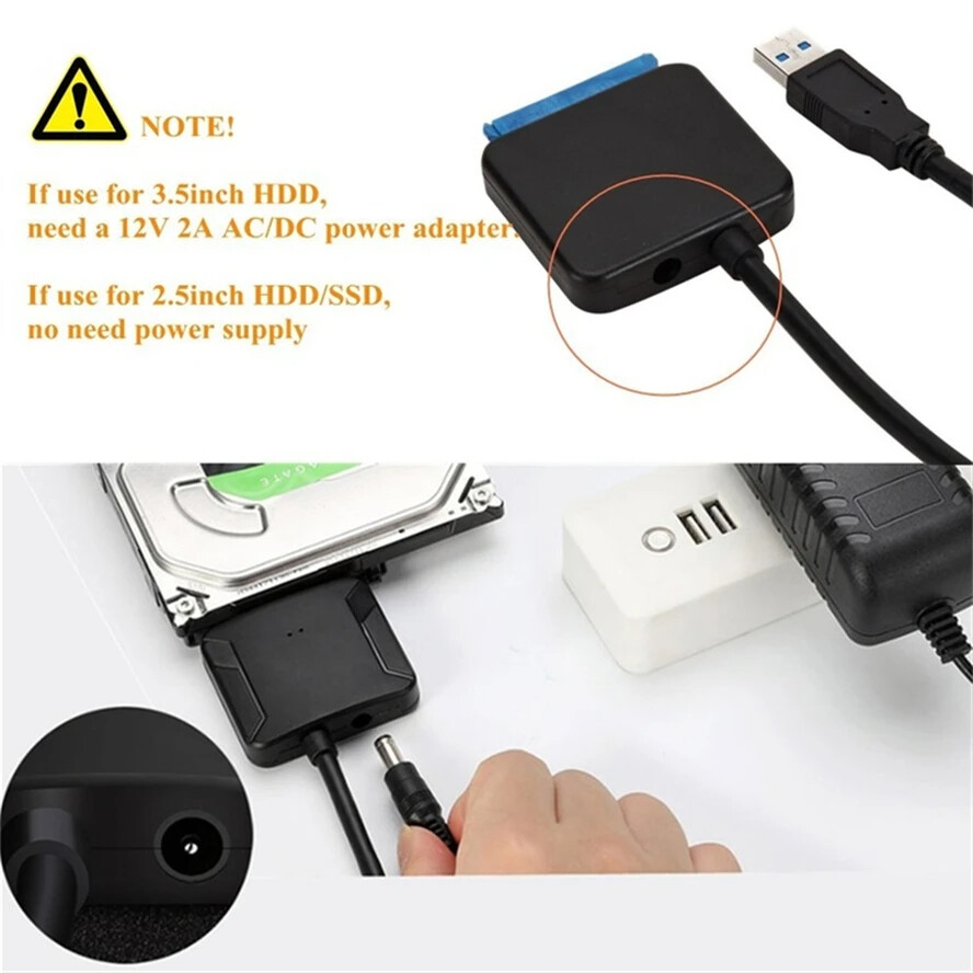 USB 3.0 to SATA External Hard Drive Reader 2.5" 3.5" HDD SSD Power adapter LOT