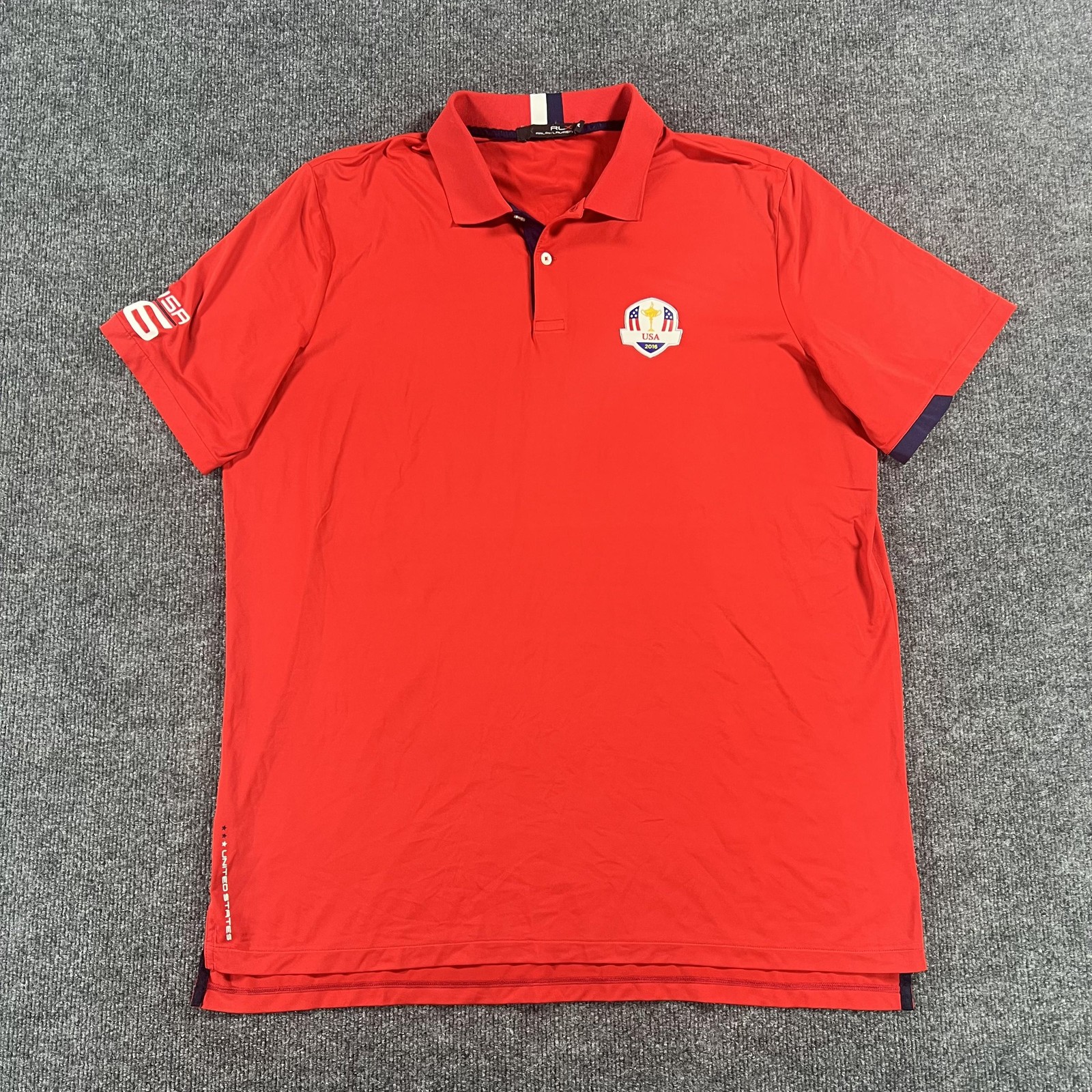 Ryder Cup USA Golf Polo Shirt Mens XL Red RLX Ralph Lauren 2016 United States