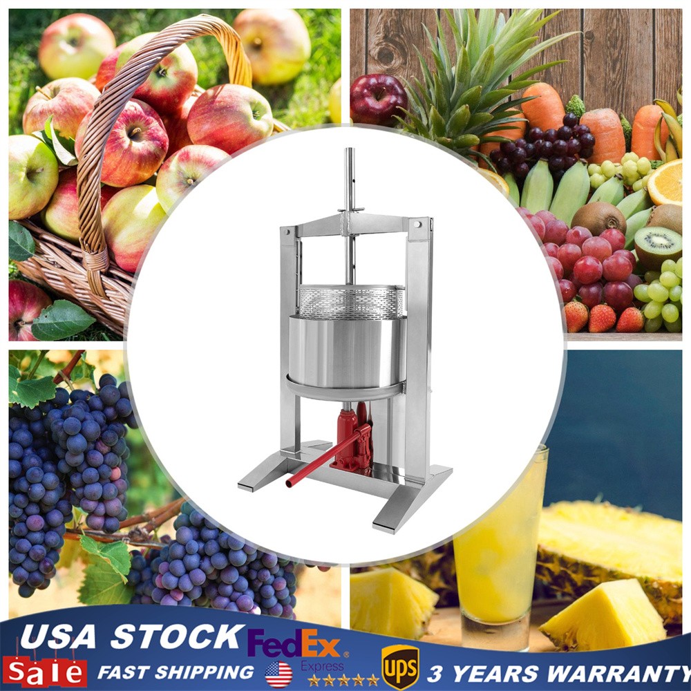 Fruit Press Crusher Grinder Apple Juice Wine Cider w/ Hydraulic Jack Fruit Press